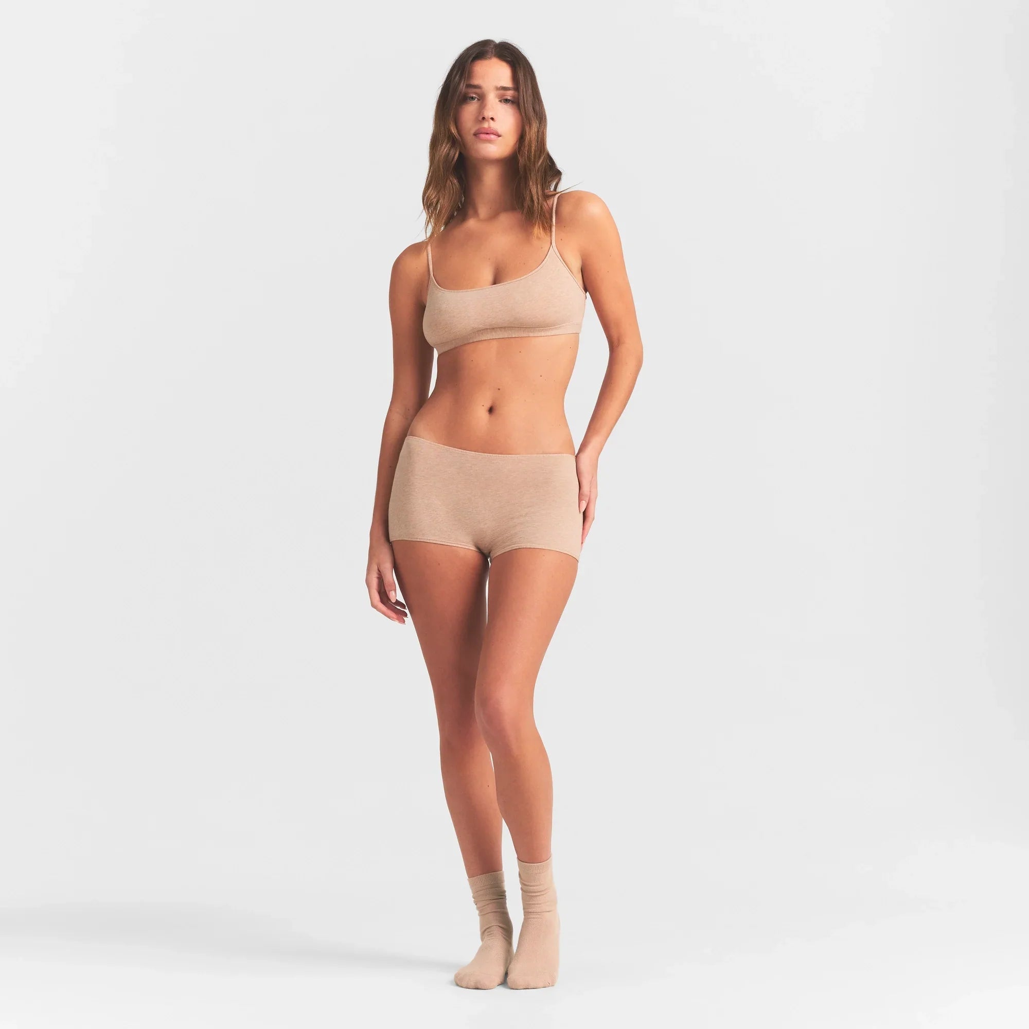 SKIMS EVERYDAY COTTON BOY SHORT | CLAY HEATHER - Sneaker Türkiye