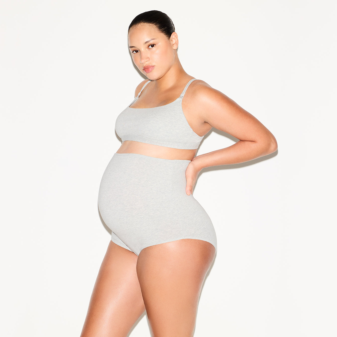 SKIMS COTTON JERSEY MATERNITY HIGH-WAISTED BRIEF 5-PACK | LIGHT HEATHER GREY - Sneaker Türkiye