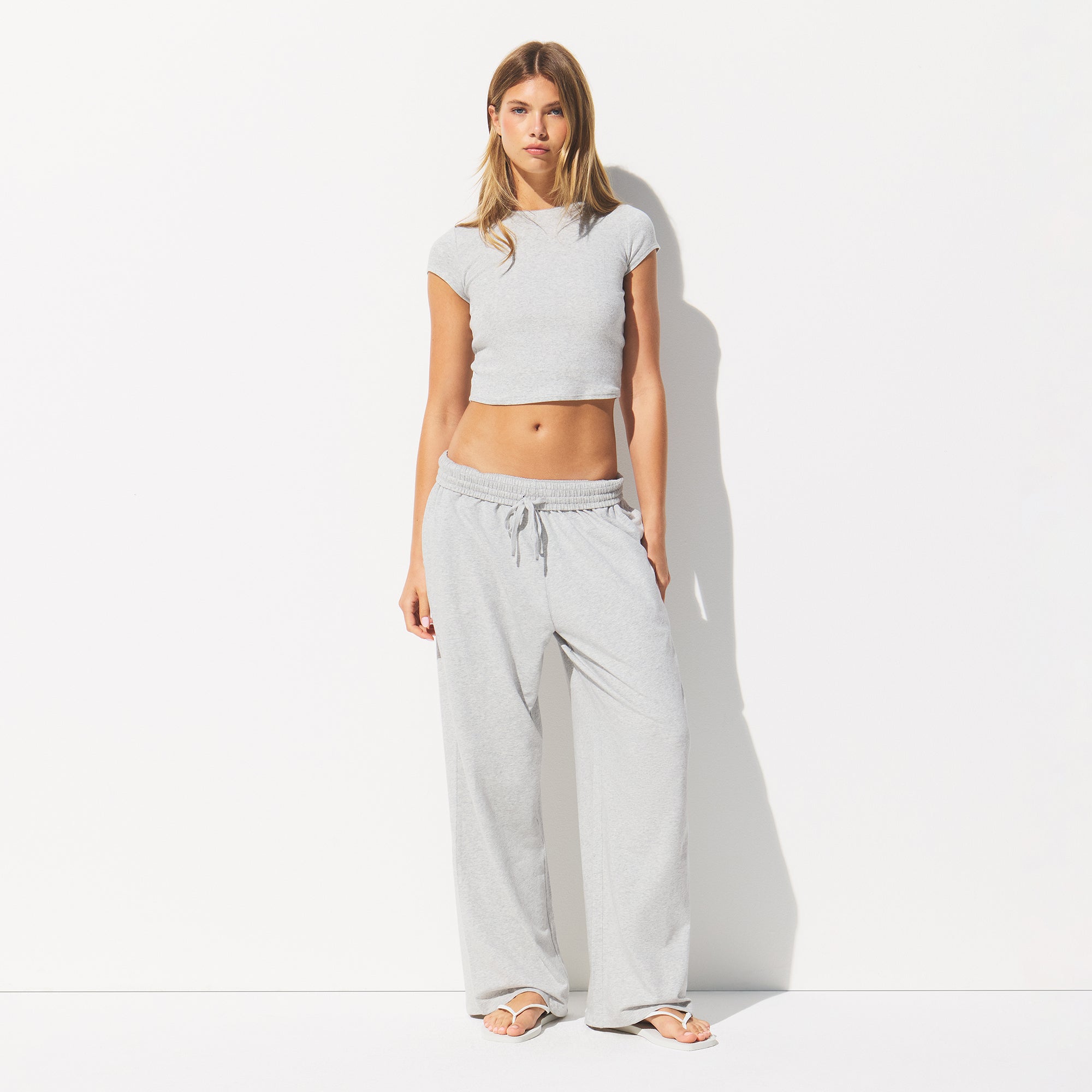 SKIMS COTTON JERSEY WIDE LEG PANT | LIGHT HEATHER GREY - Sneaker Türkiye
