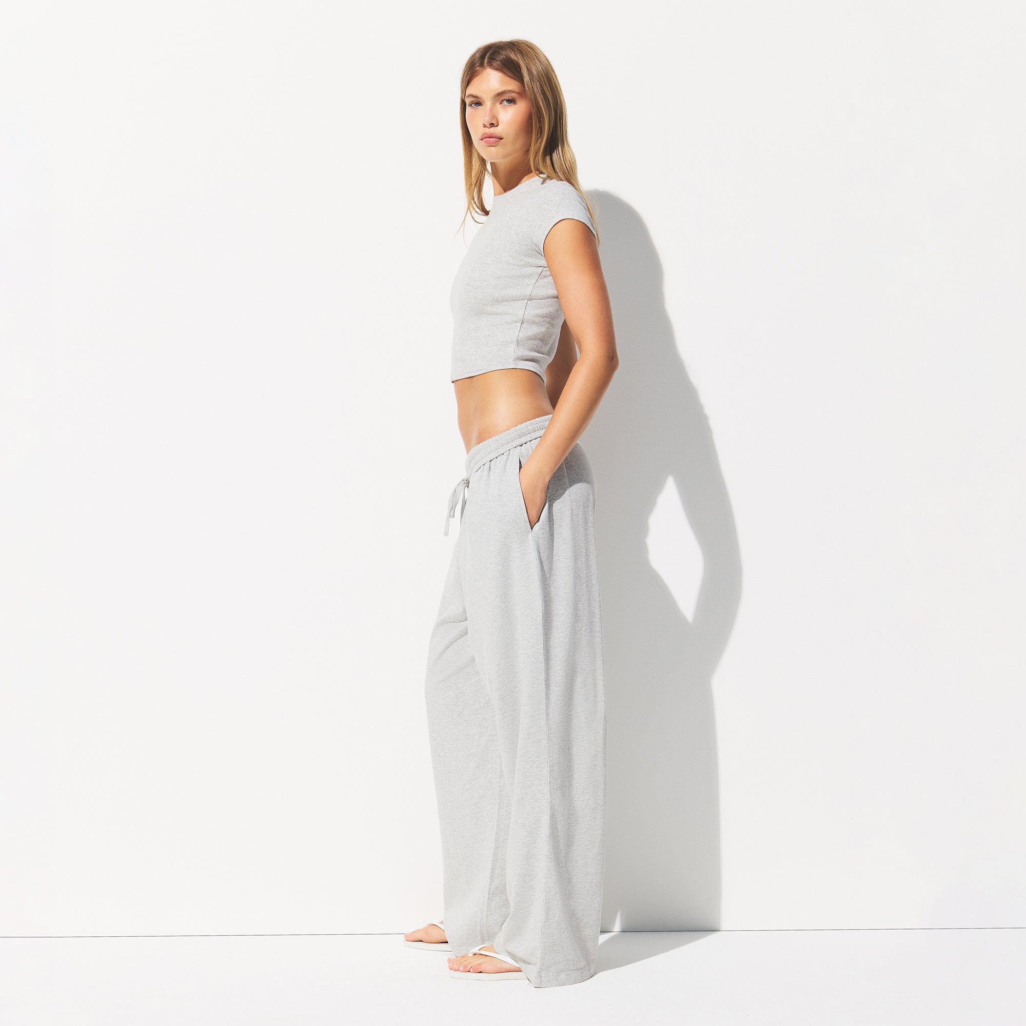SKIMS COTTON JERSEY WIDE LEG PANT | LIGHT HEATHER GREY - Sneaker Türkiye