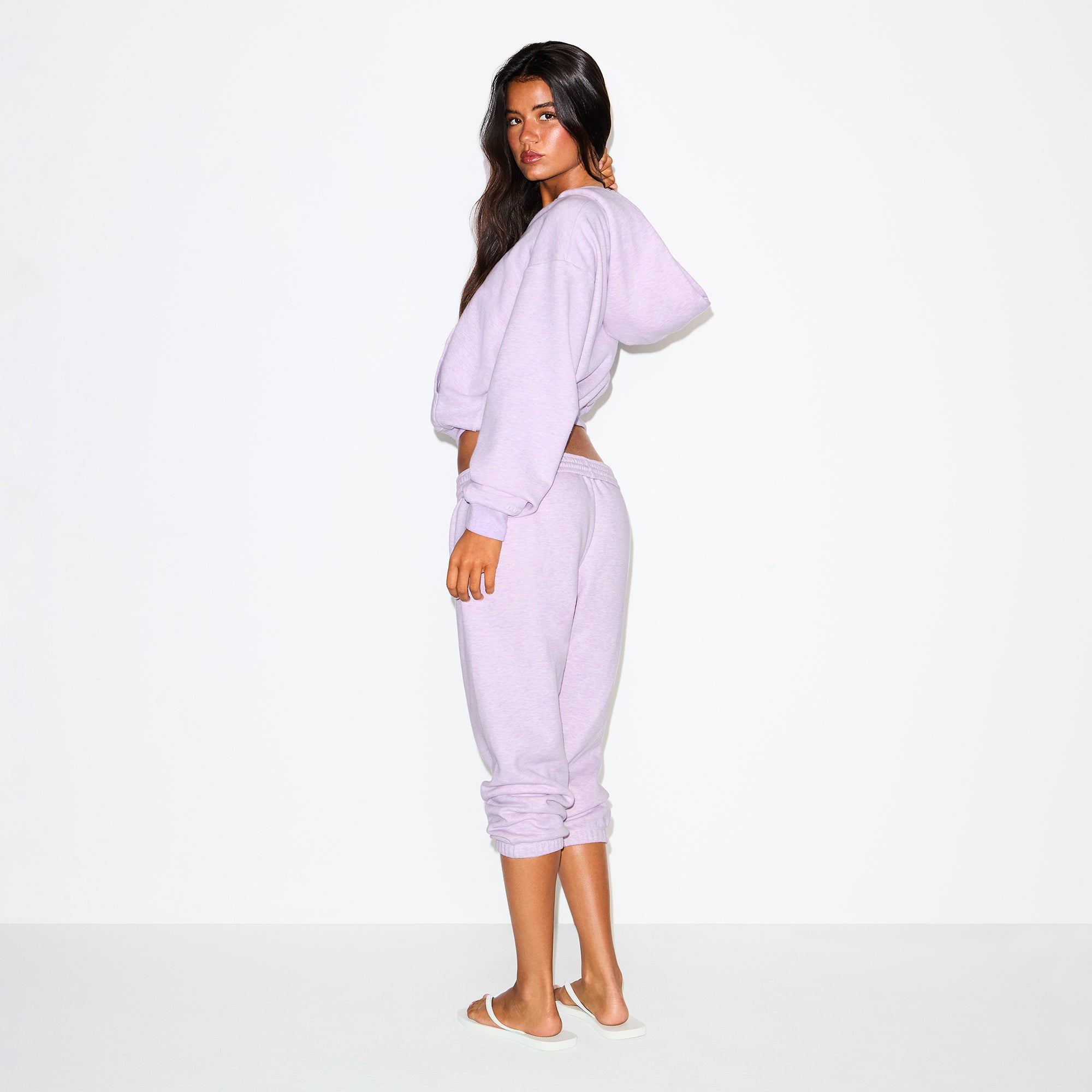 SKIMS COTTON FLEECE CLASSIC ZIP UP HOODIE | PURPLE HEATHER - Sneaker Türkiye