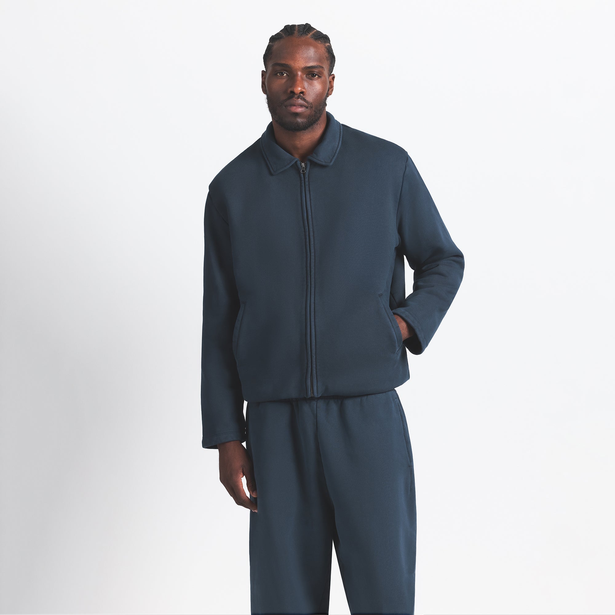 SKIMS HEAVYWEIGHT FLEECE MENS SHERPA-LINED ZIP UP JACKET | NAVY - Sneaker Türkiye