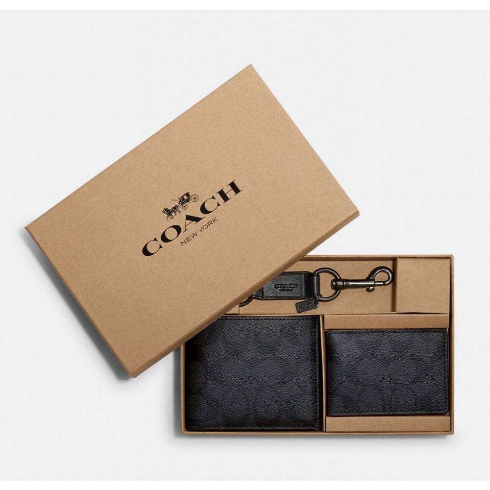 Coach 3-In-1 Wallet Gift Set In Signature – Gunmetal/Charcoal/Black - Sneaker Türkiye
