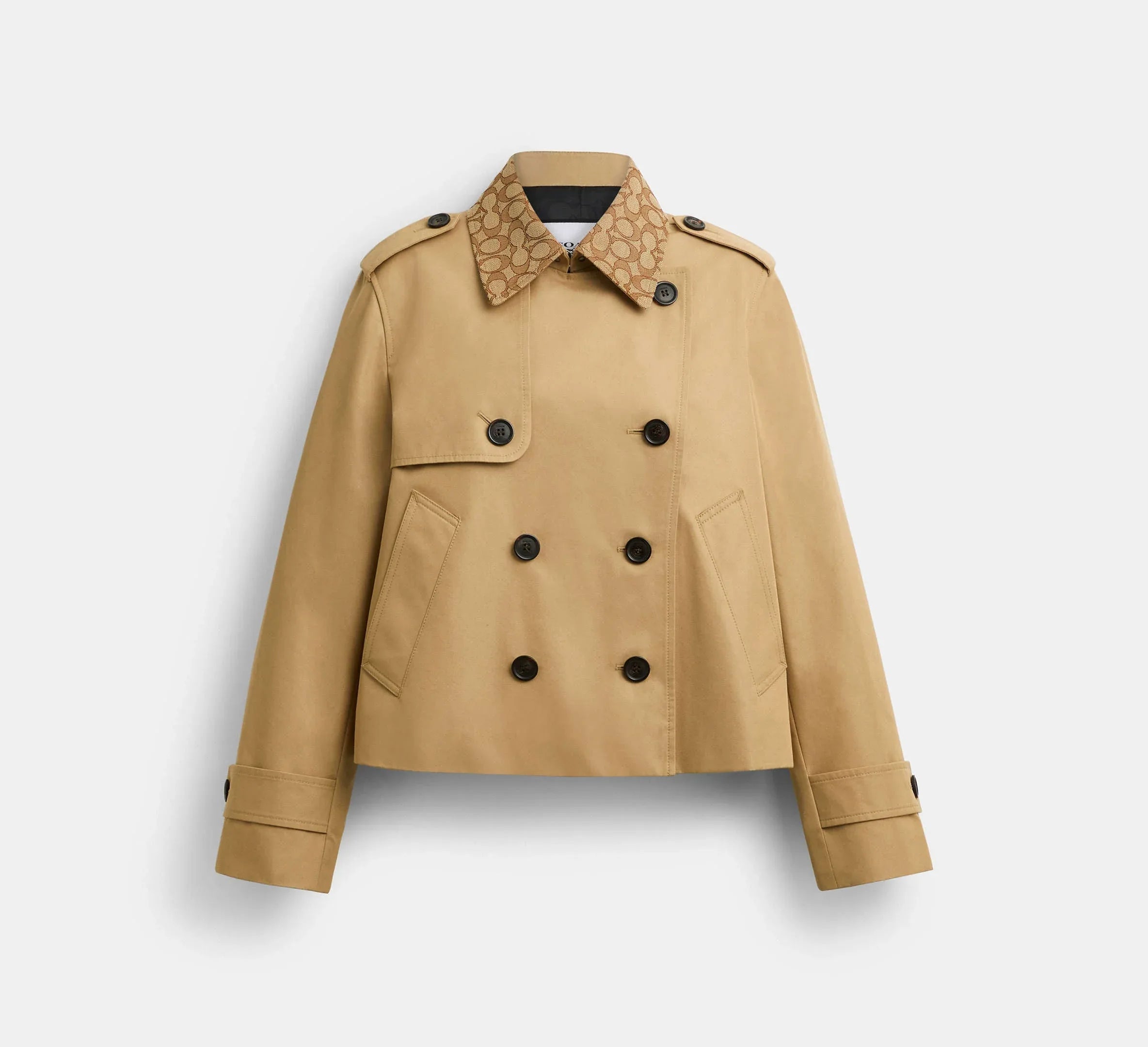 Coach Short Trench Coat With Signature Collar – Khaki - Sneaker Türkiye
