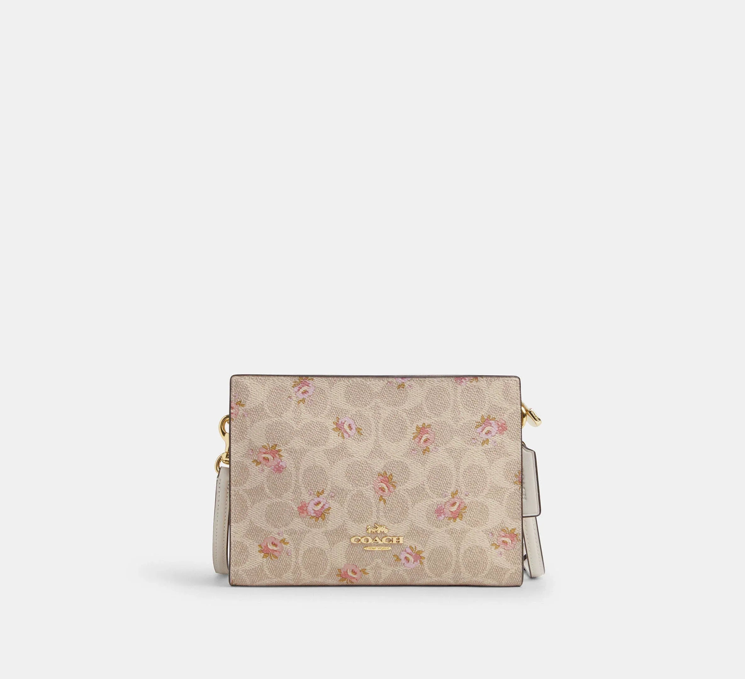 Coach Slim Crossbody Bag In Signature With Floral Print – Gold/Sand Multi - Sneaker Türkiye