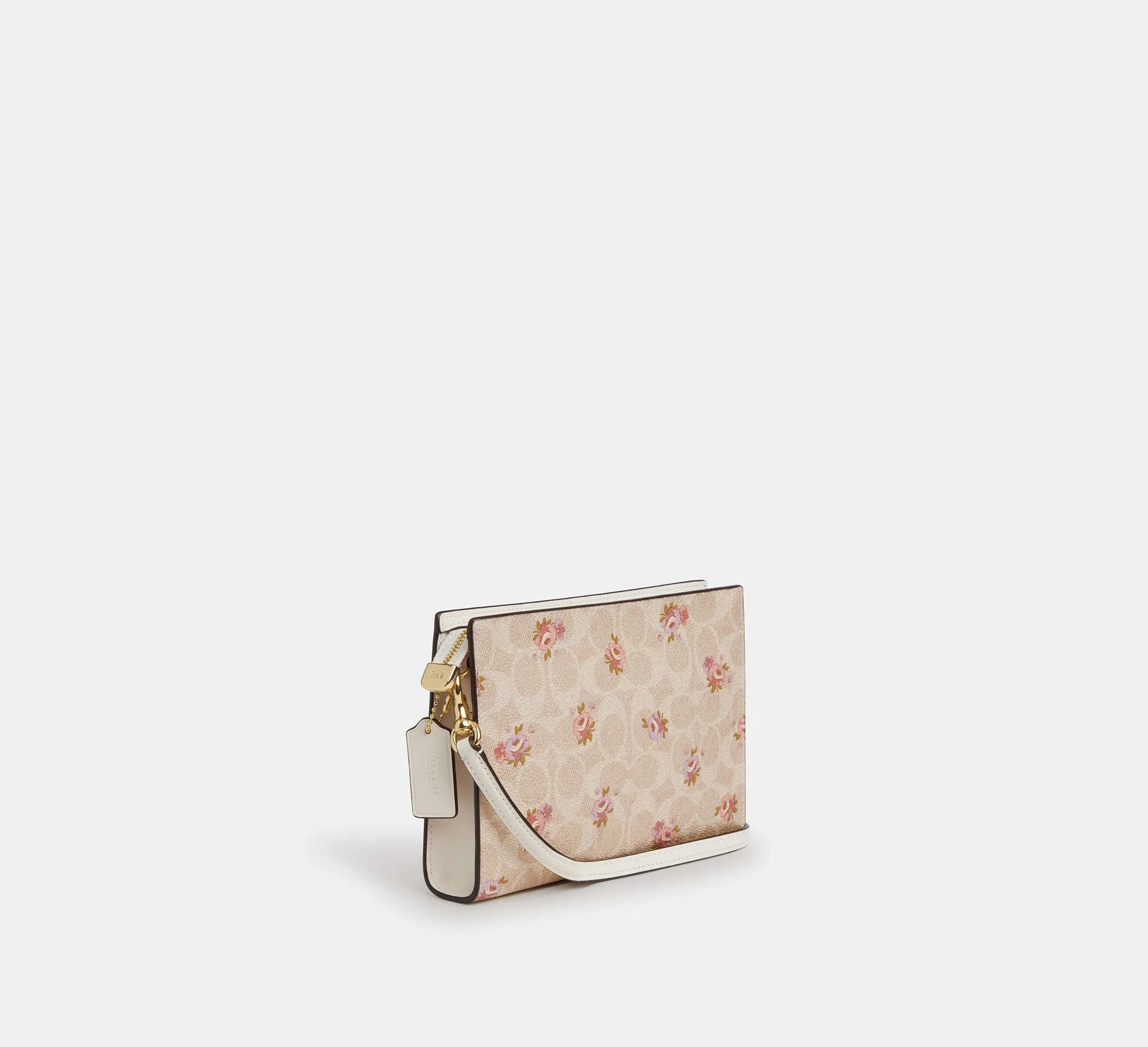 Coach Slim Crossbody Bag In Signature With Floral Print – Gold/Sand Multi - Sneaker Türkiye