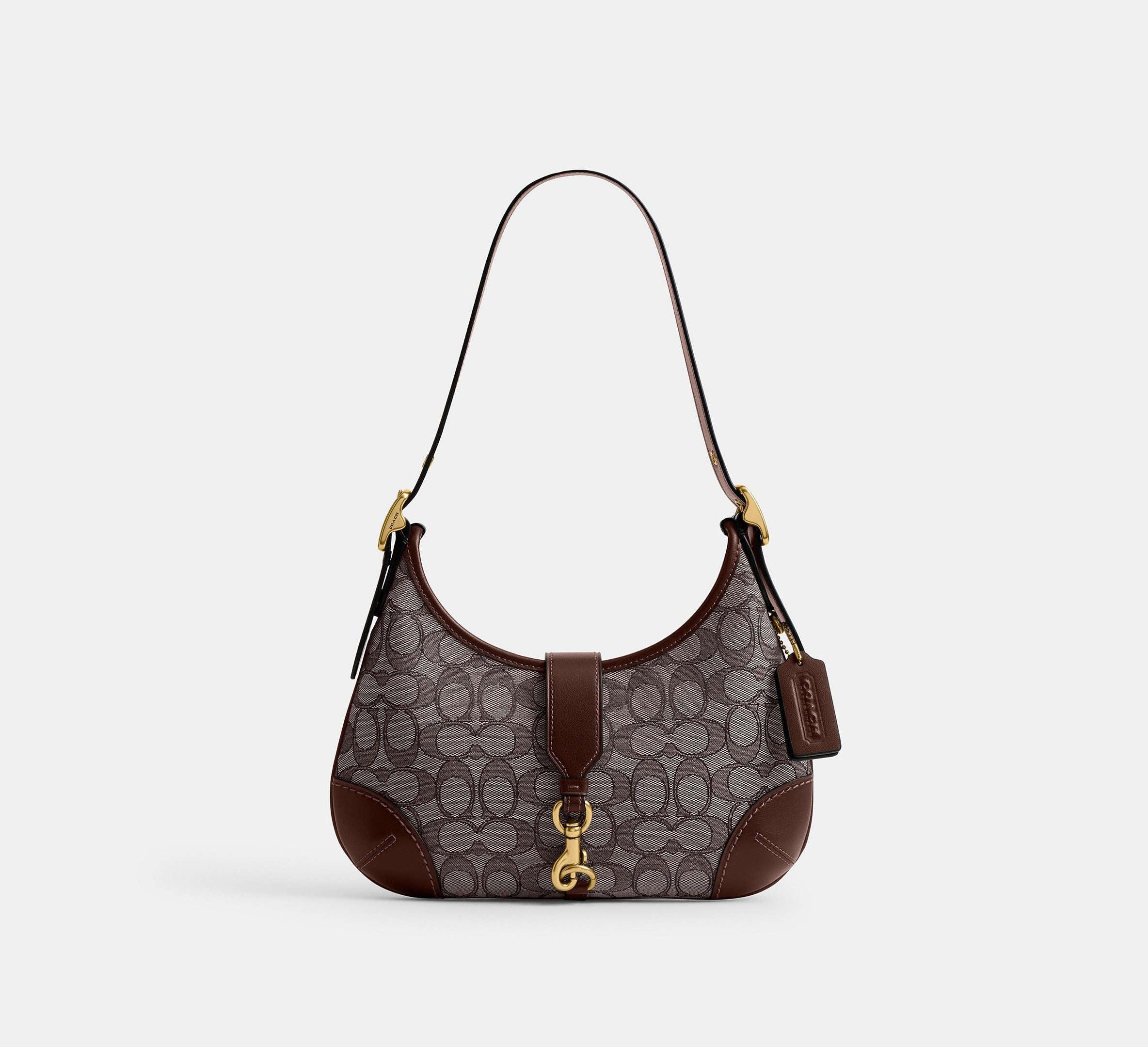 Coach Hamptons Hobo Bag In Signature Jacquard – Brass/Oak Maple - Sneaker Türkiye