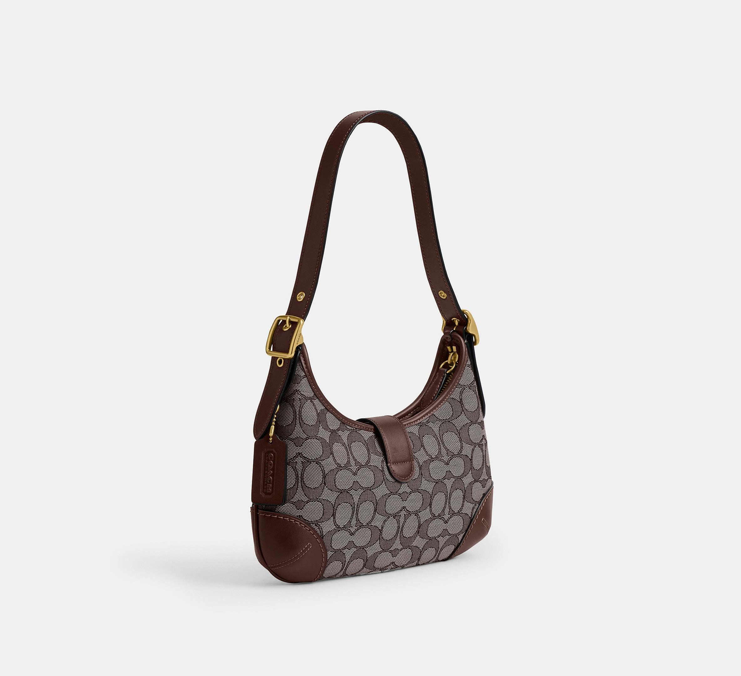 Coach Hamptons Hobo Bag In Signature Jacquard – Brass/Oak Maple - Sneaker Türkiye