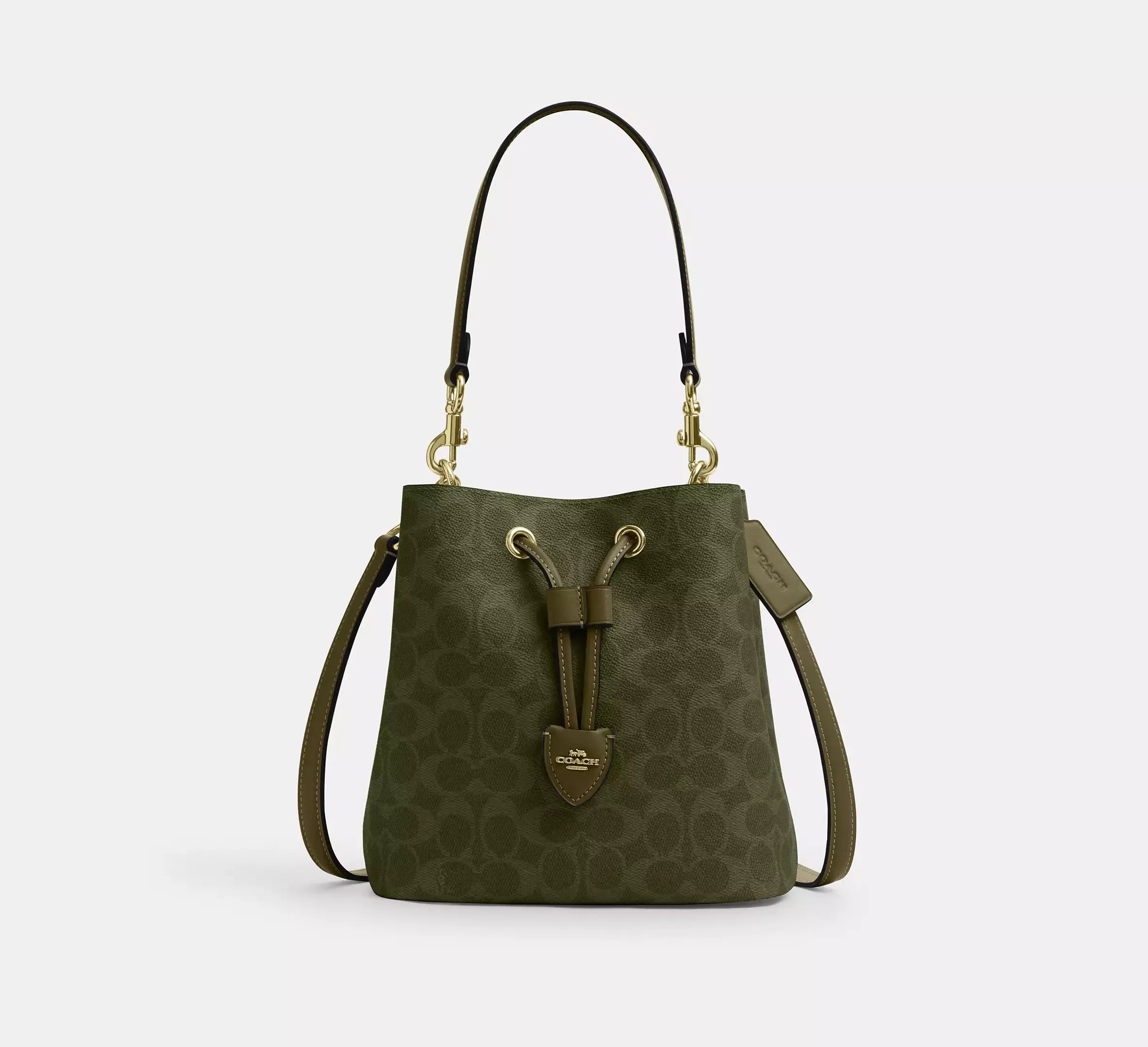 Coach Rowan Bucket Bag In Signature – Gold/Olive - Sneaker Türkiye