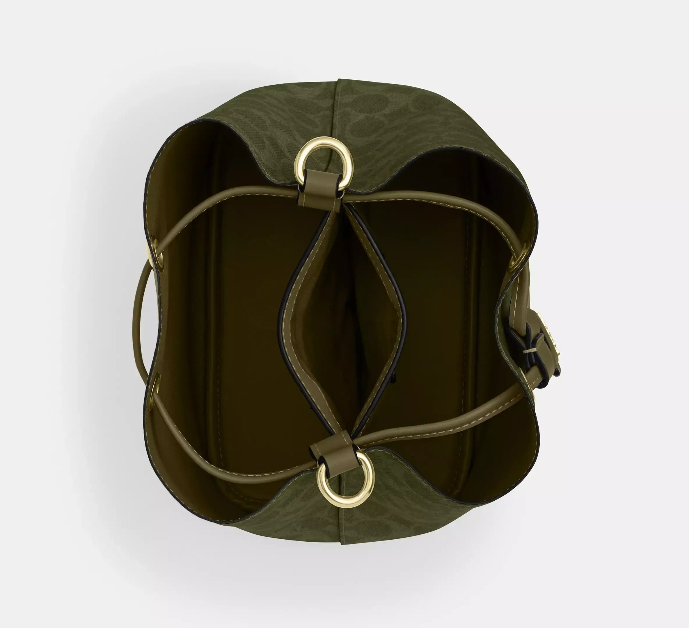 Coach Rowan Bucket Bag In Signature – Gold/Olive - Sneaker Türkiye