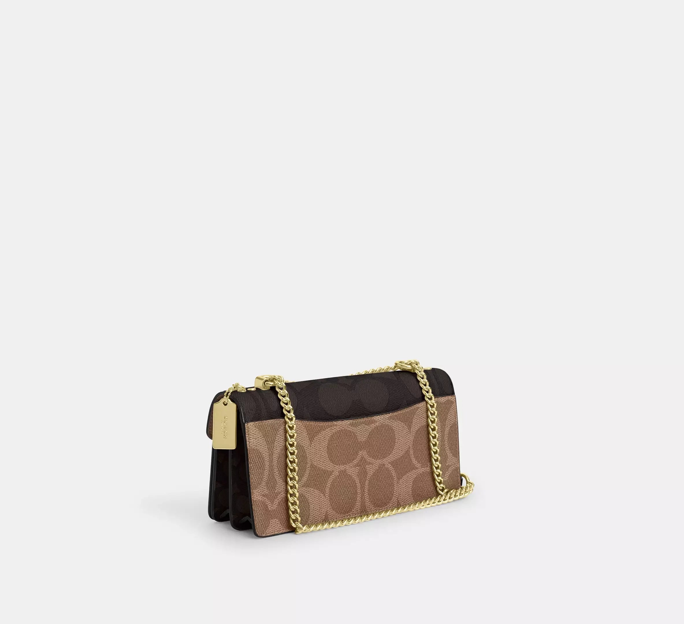 Coach Klare Envelope Crossbody Bag In Blocked Signature – Gold/Walnut/Tan - Sneaker Türkiye