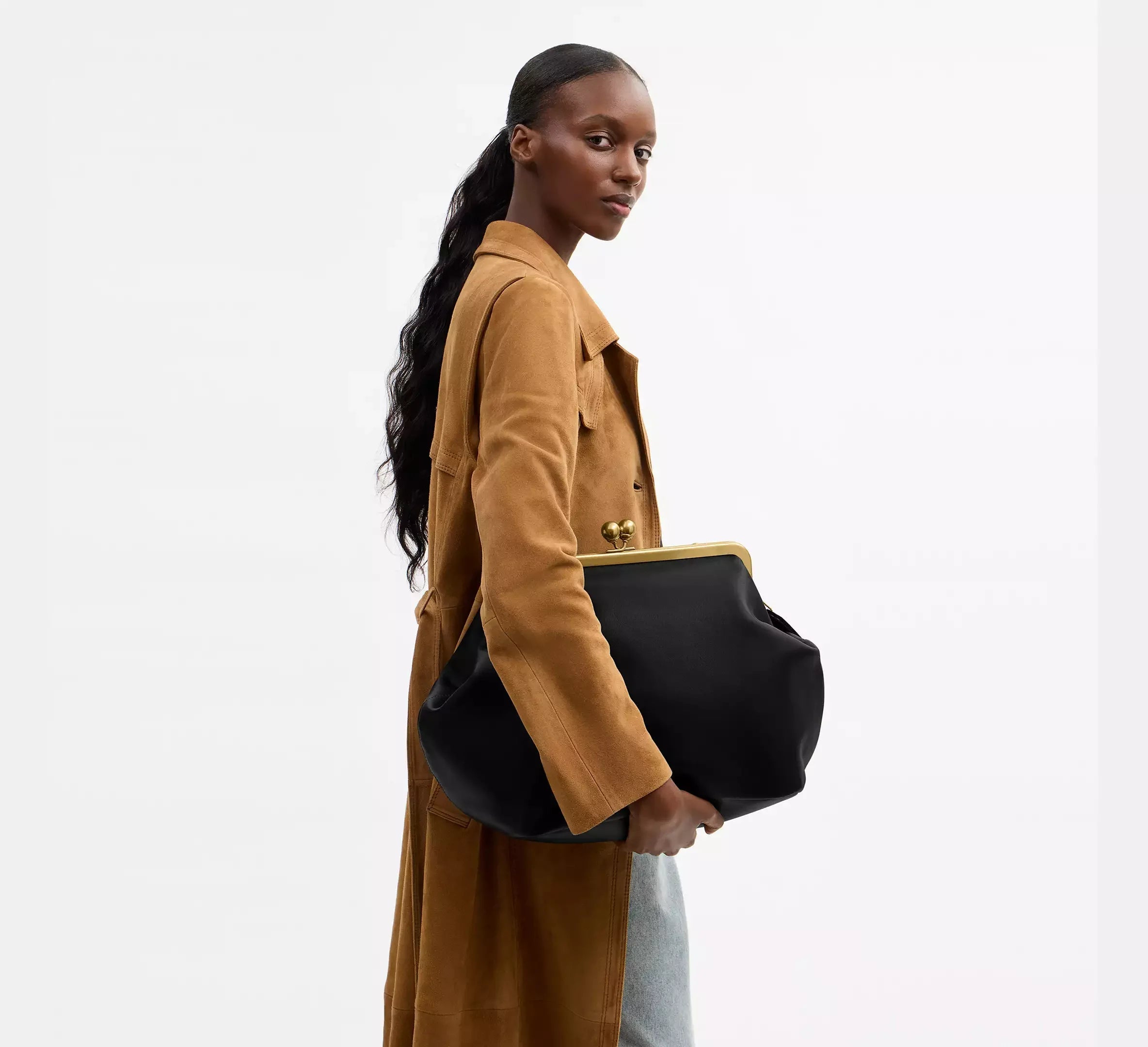 Coach Large Kisslock Frame Bag SEZON – Brass/Black - Sneaker Türkiye