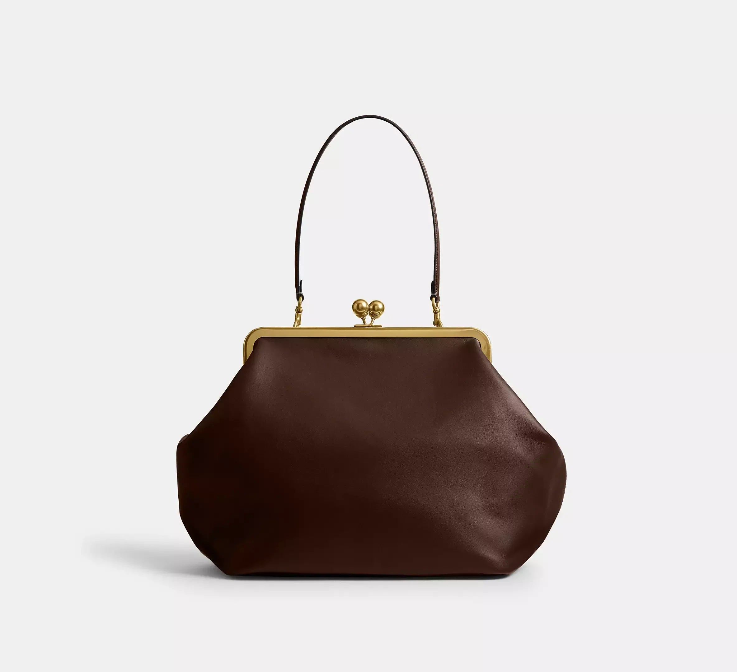 Coach Large Kisslock Frame Bag SEZON – Brass/Dark Brown - Sneaker Türkiye