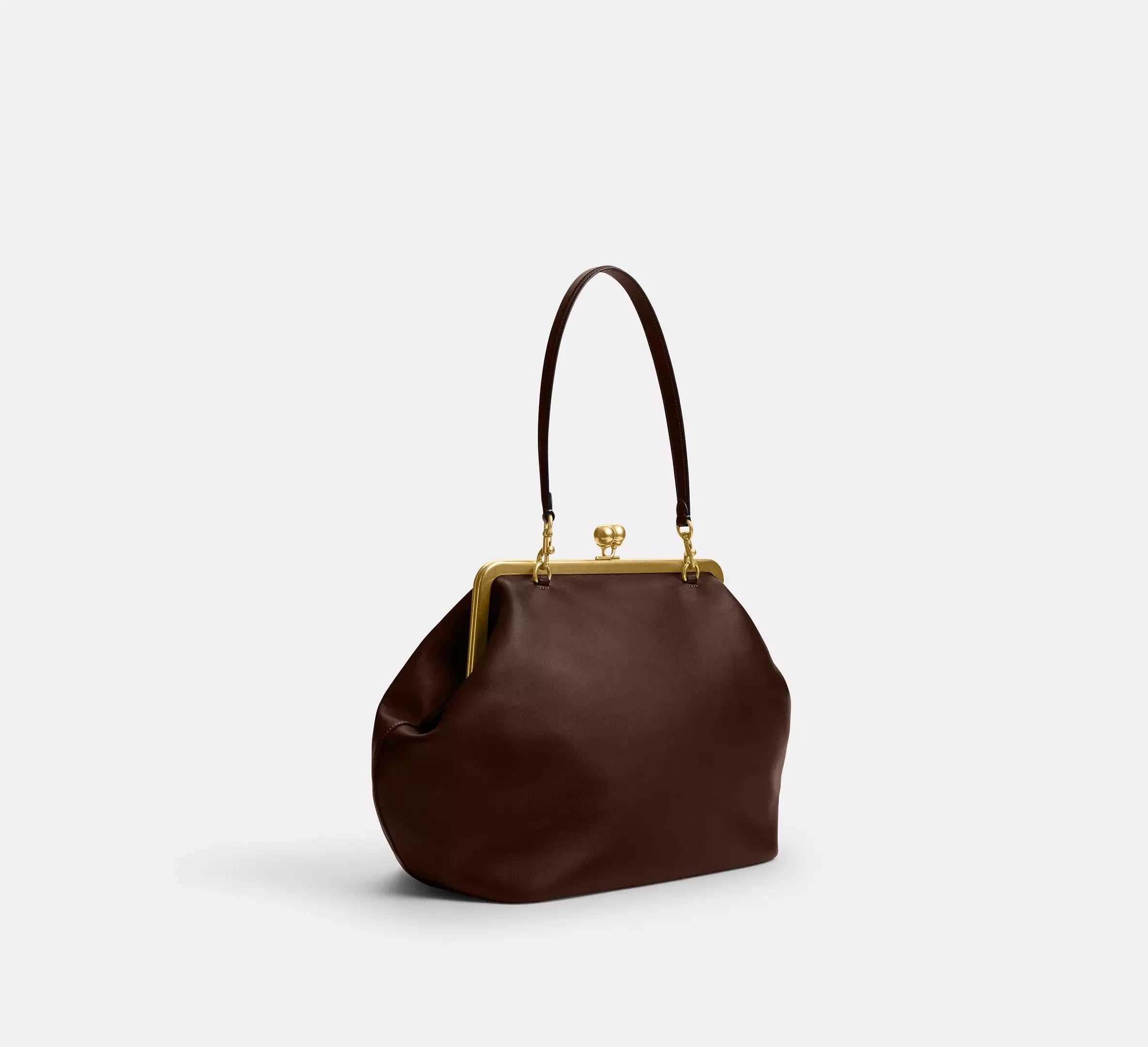 Coach Large Kisslock Frame Bag SEZON – Brass/Dark Brown - Sneaker Türkiye