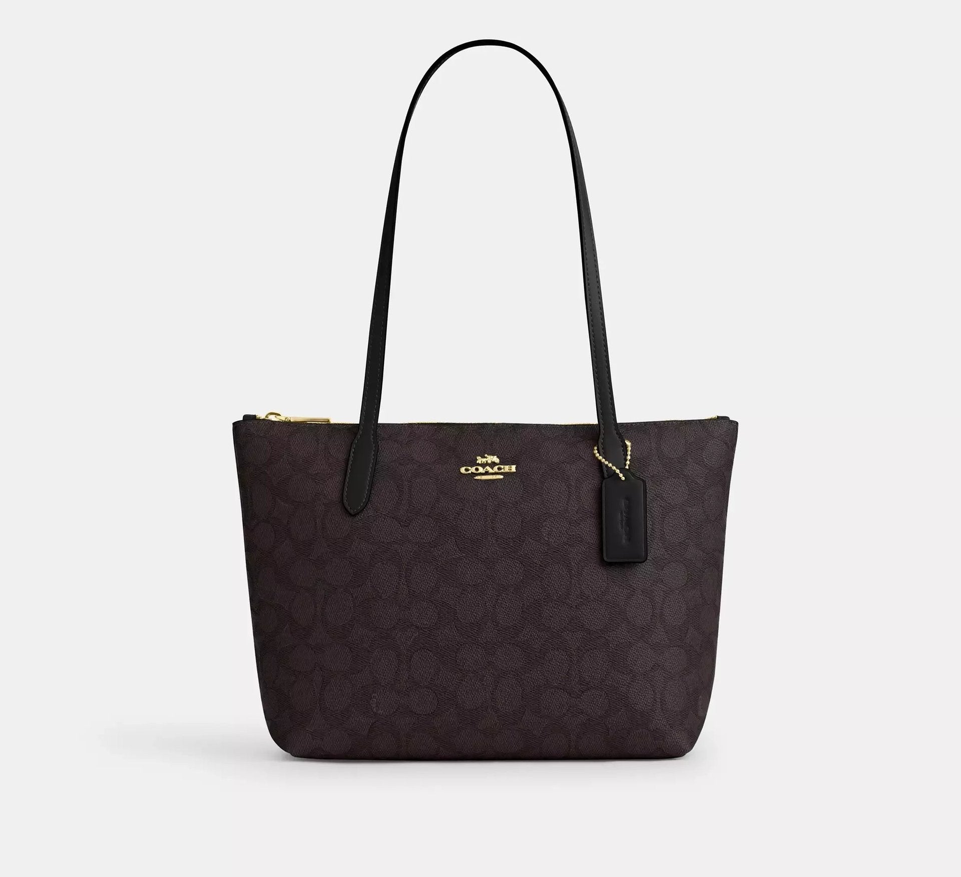 Coach Fiona Zip Tote Bag In Signature – Gold/Walnut/Black - Sneaker Türkiye