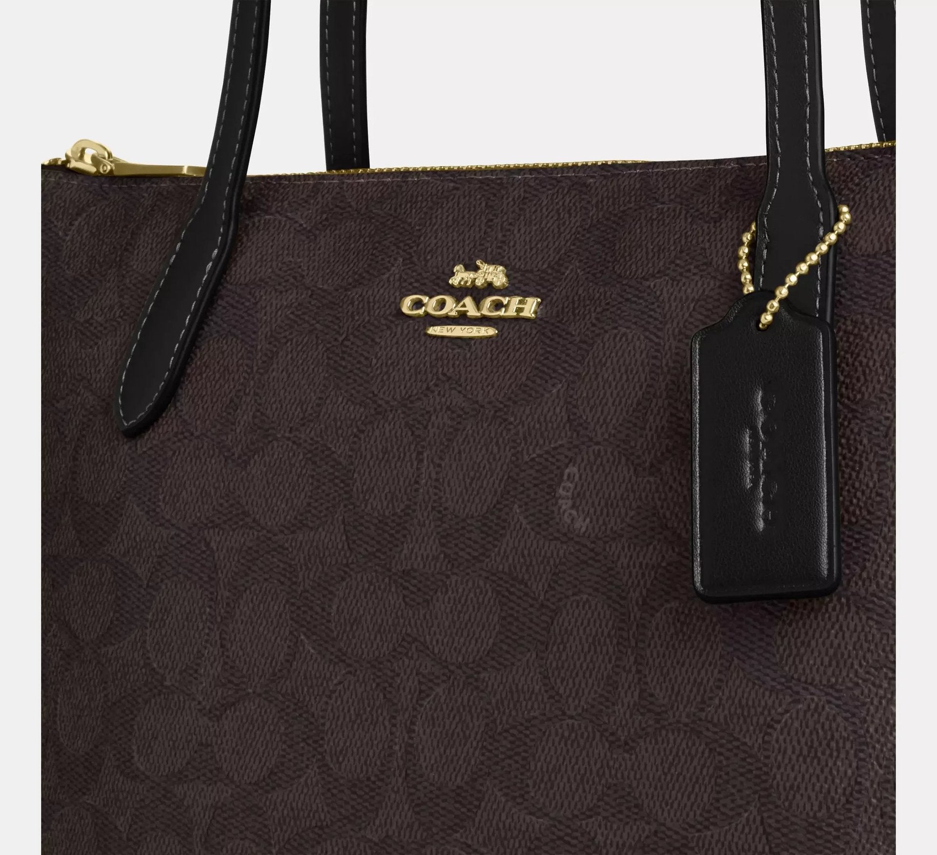 Coach Fiona Zip Tote Bag In Signature – Gold/Walnut/Black - Sneaker Türkiye