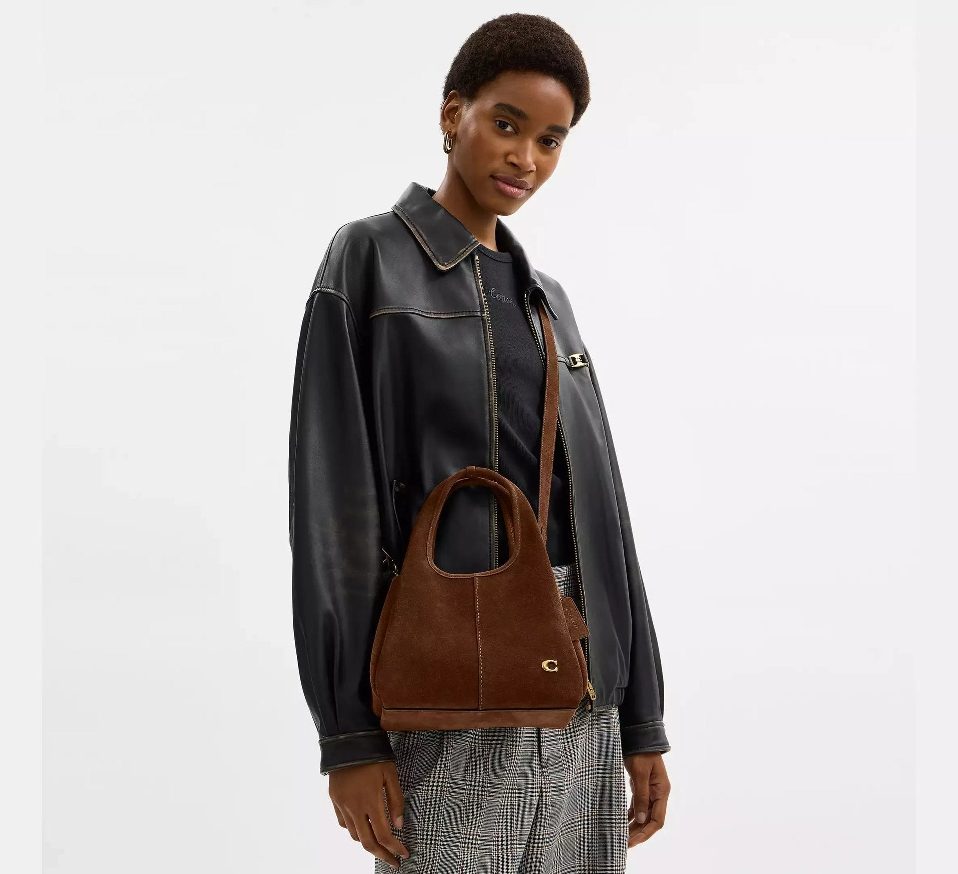Coach Lana Shoulder Bag 23 Suede/Brass/Warm Brown - Sneaker Türkiye