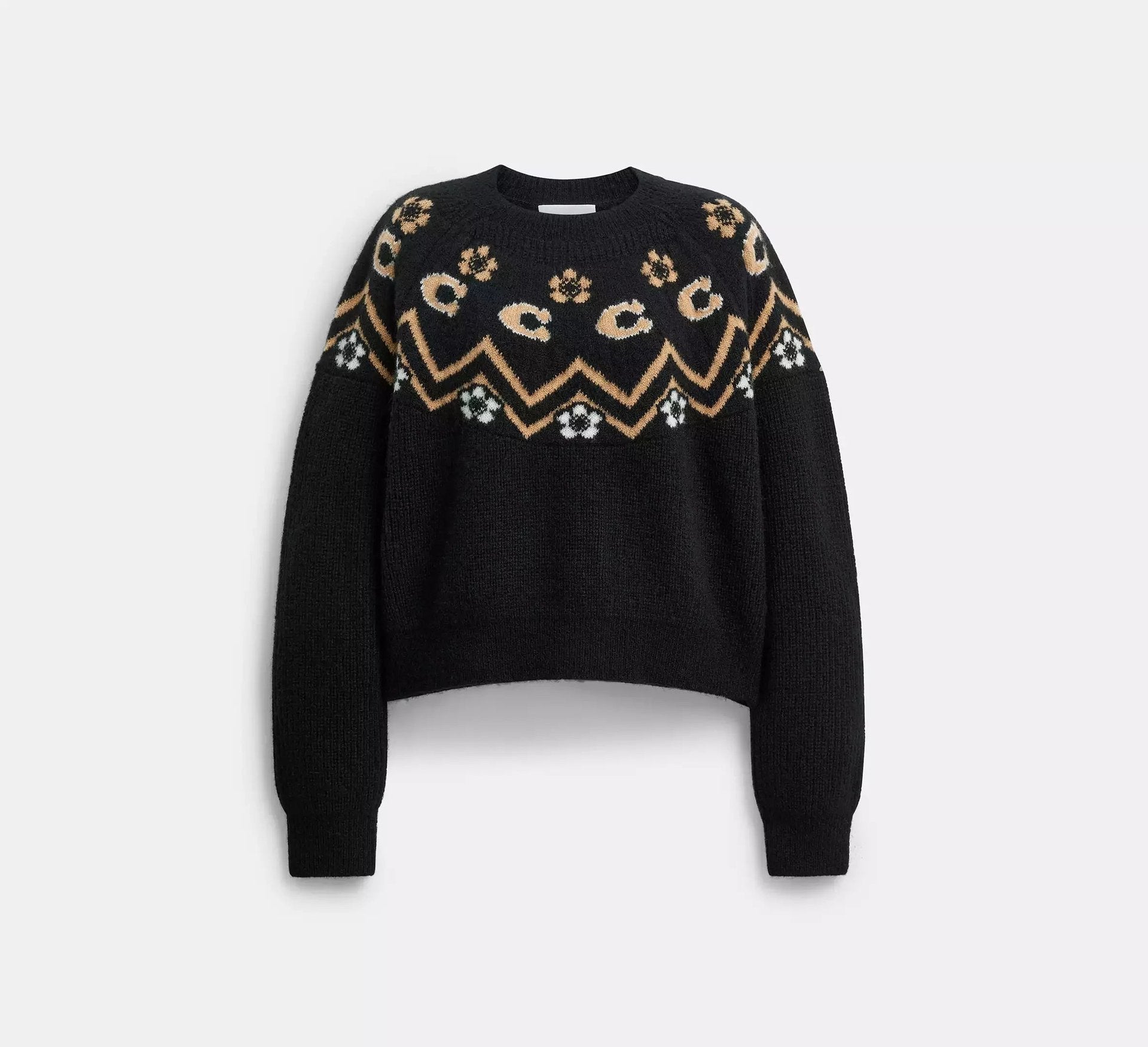 Coach Fairisle Crewneck Sweater – Black - Sneaker Türkiye