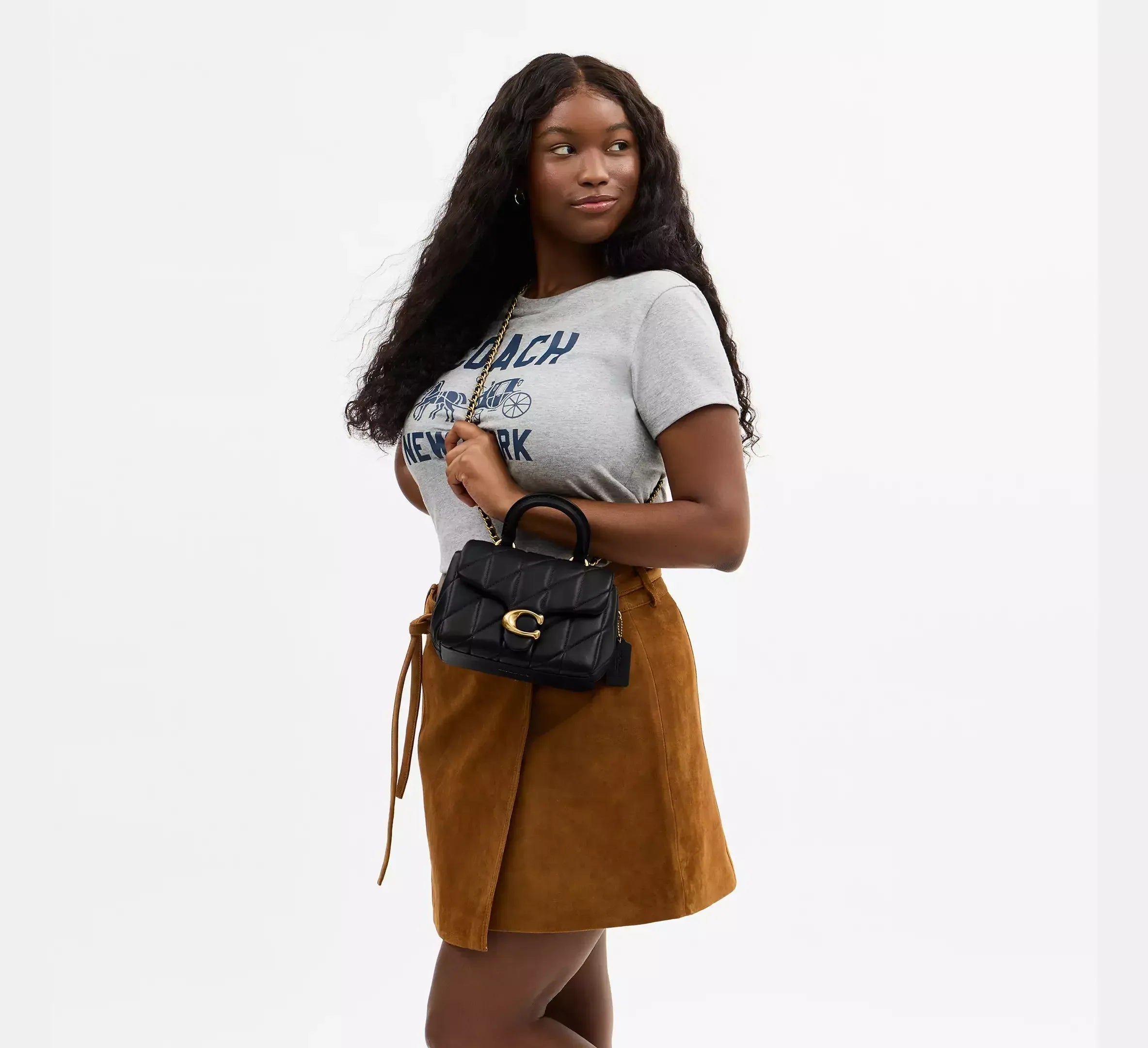 Coach Tabby Top Handle Bag With Quilting – Brass/Black - Sneaker Türkiye