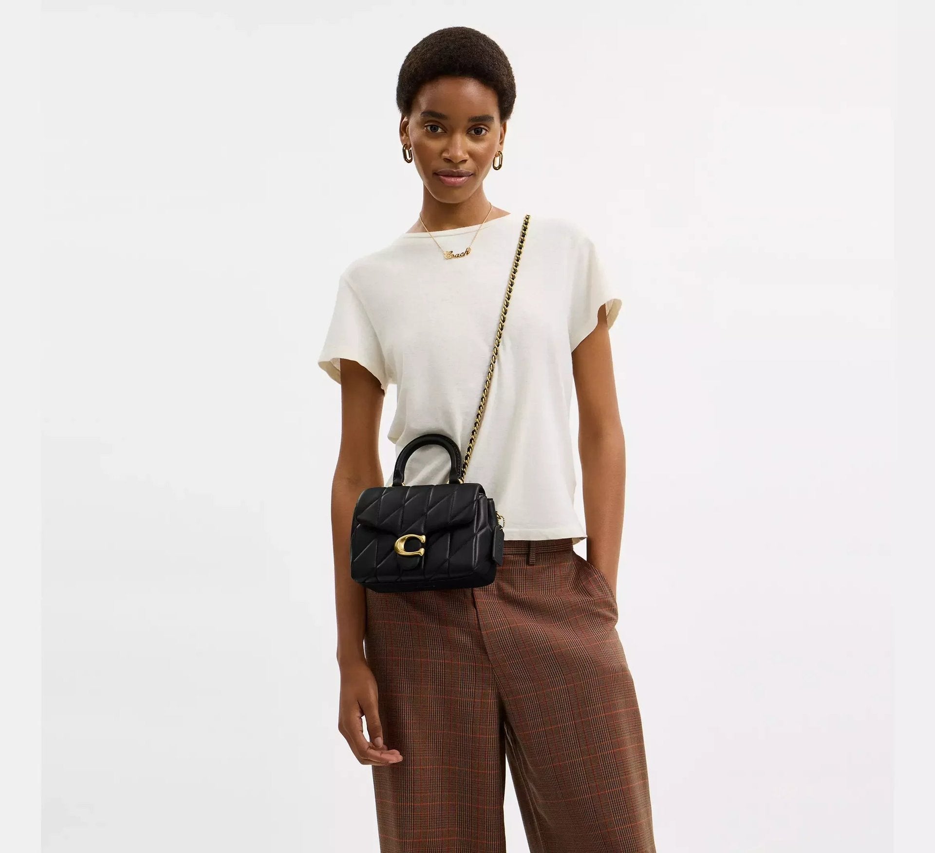 Coach Tabby Top Handle Bag With Quilting – Brass/Black - Sneaker Türkiye