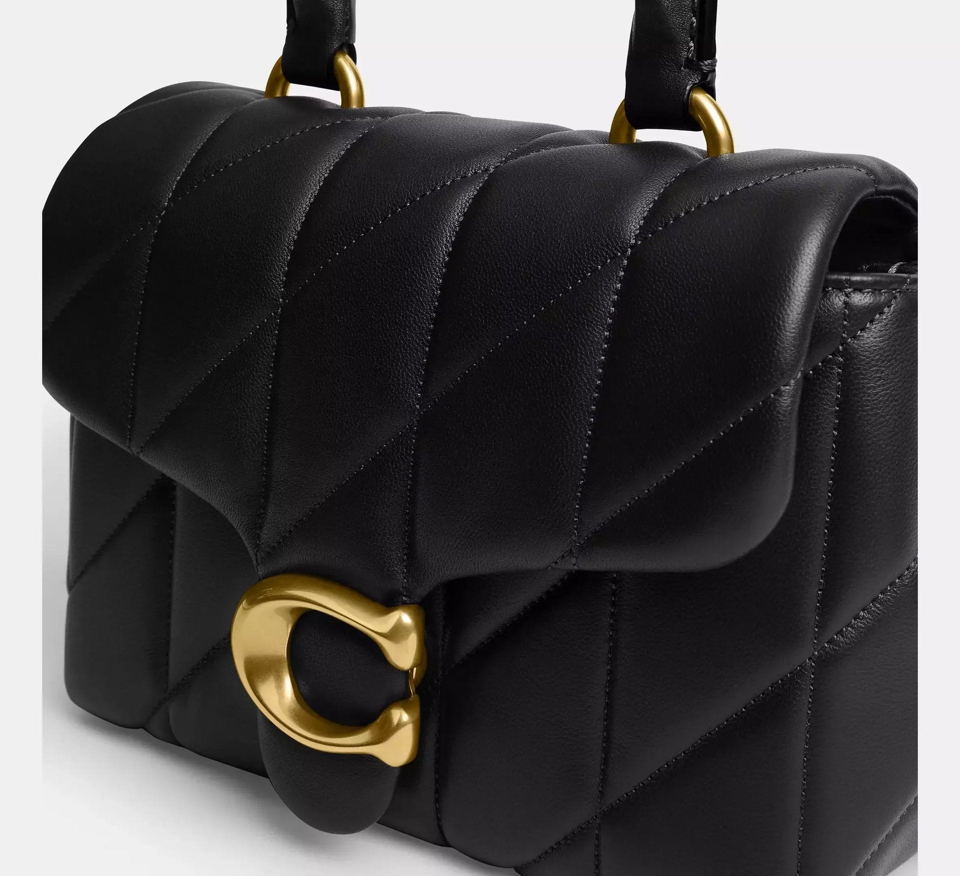 Coach Tabby Top Handle Bag With Quilting – Brass/Black - Sneaker Türkiye