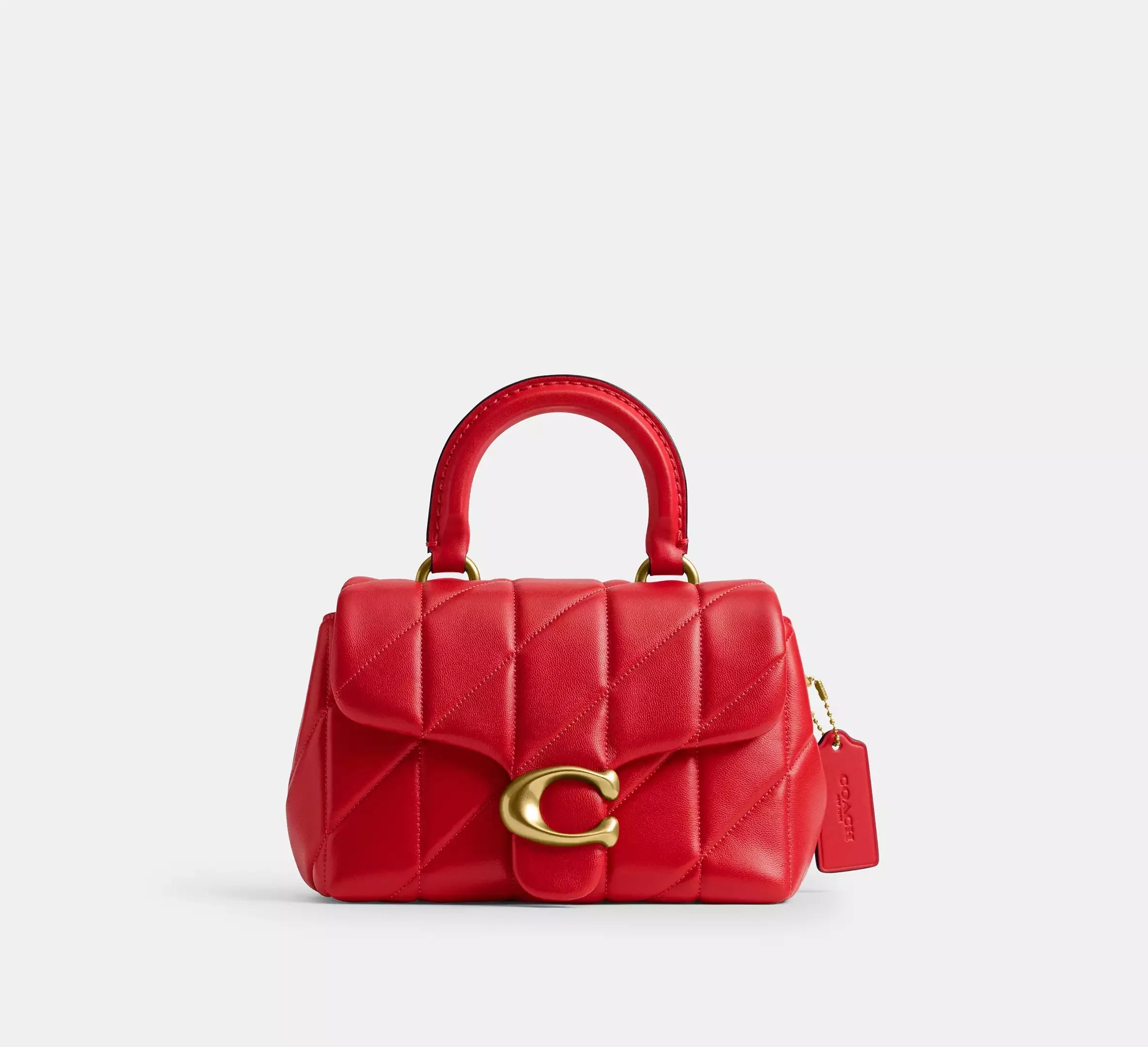 Coach Tabby Top Handle Bag With Quilting – Brass/Candy Apple - Sneaker Türkiye