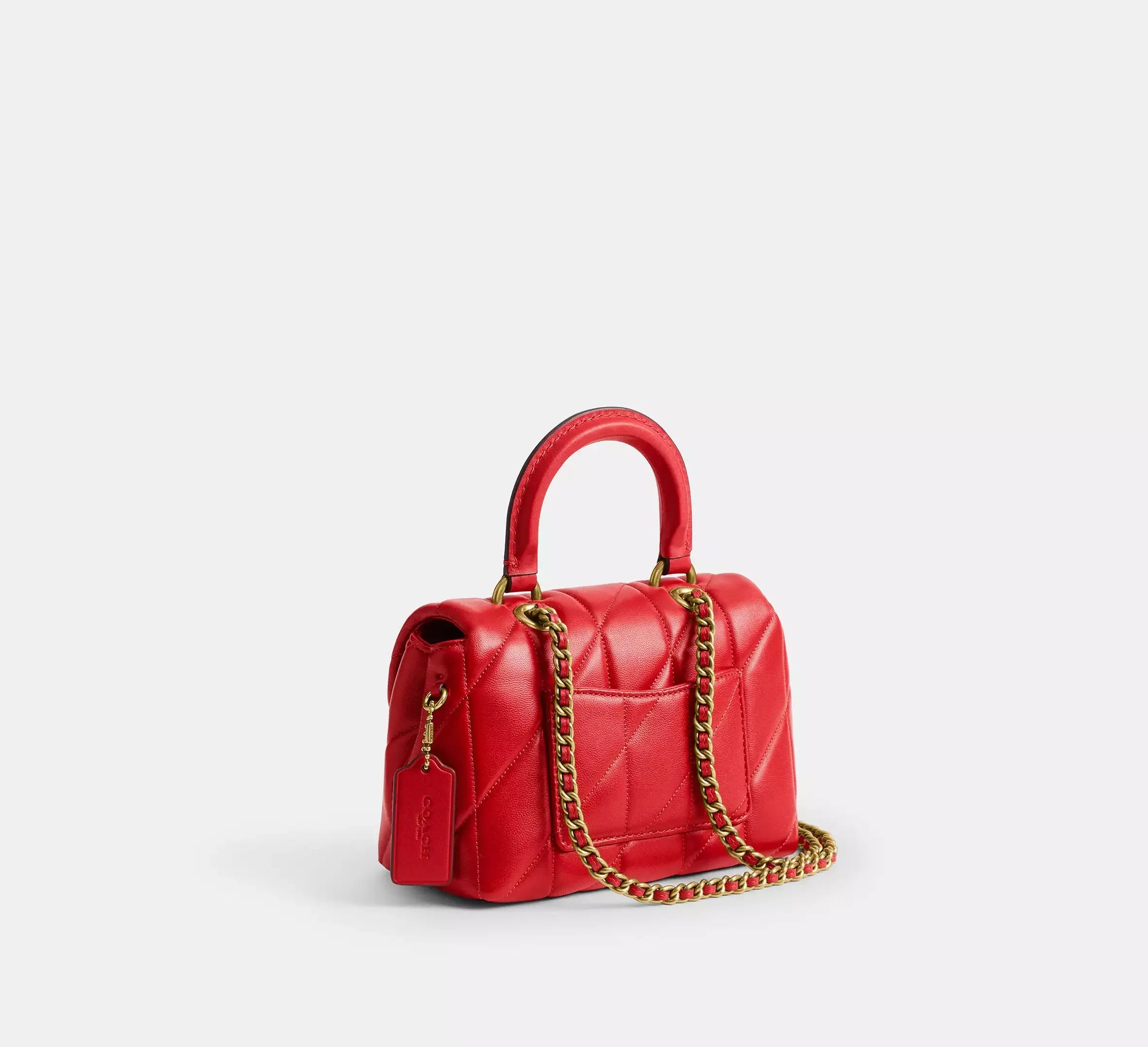 Coach Tabby Top Handle Bag With Quilting – Brass/Candy Apple - Sneaker Türkiye