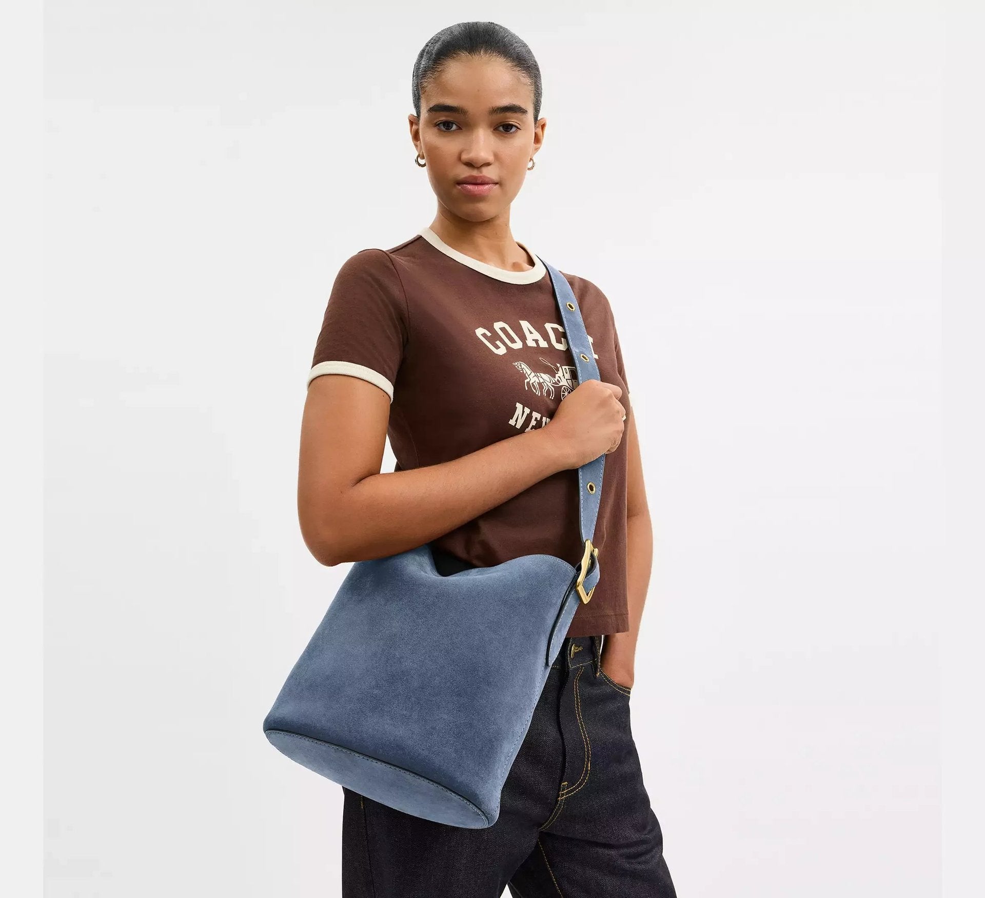 Coach Bleecker Bucket Bag – Brass/Light Denim - Sneaker Türkiye