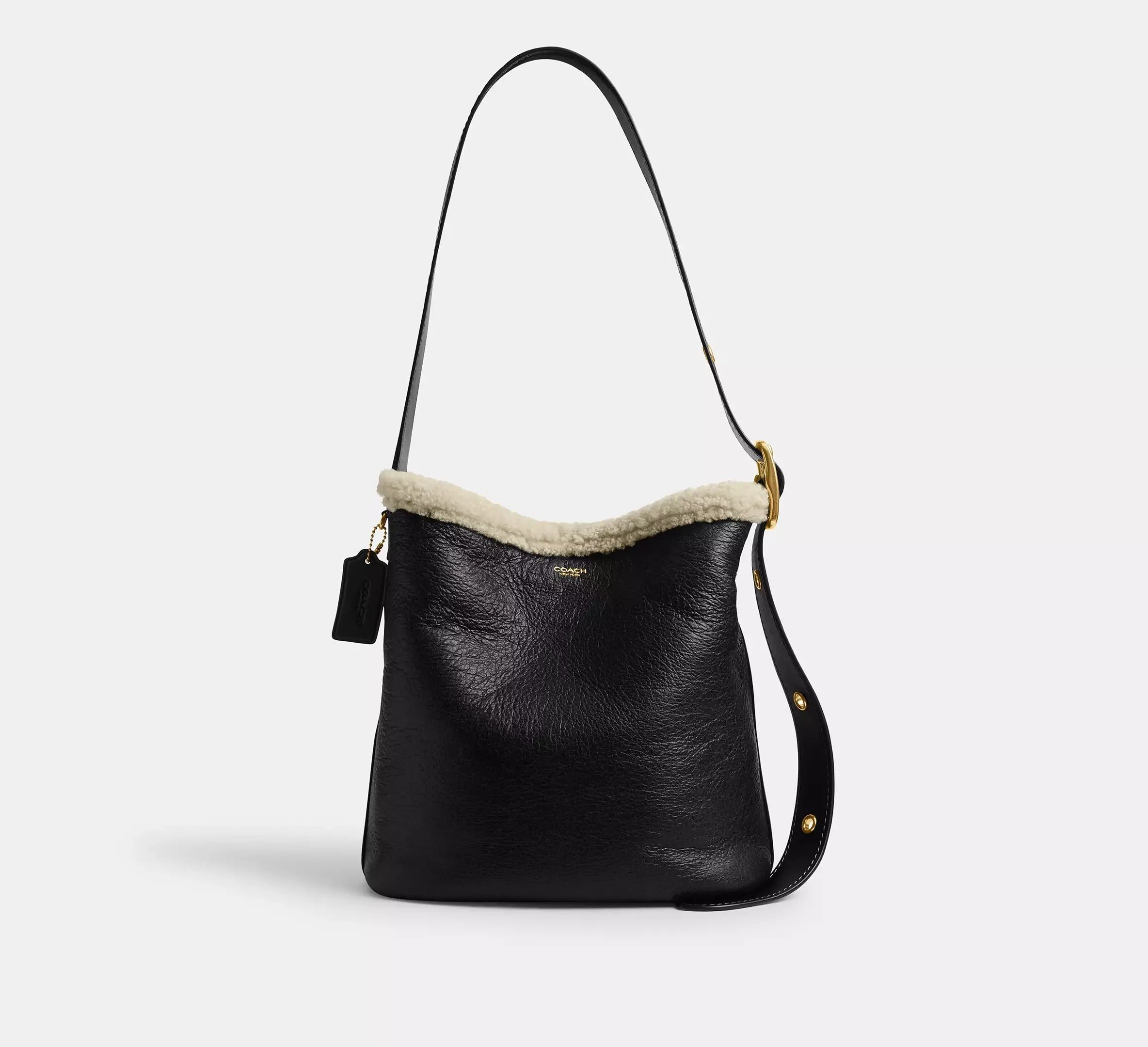 Coach Bleecker Bucket Bag In Shearling – Shearling/Brass/Black Natural - Sneaker Türkiye