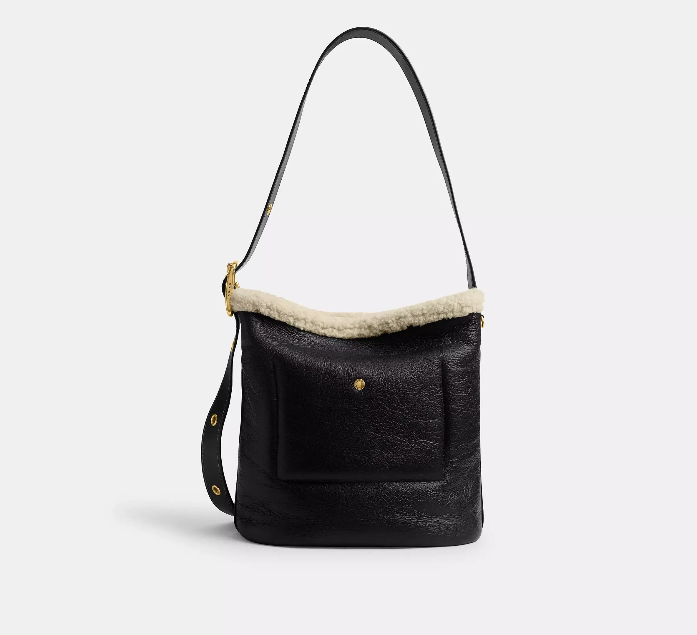 Coach Bleecker Bucket Bag In Shearling – Shearling/Brass/Black Natural - Sneaker Türkiye