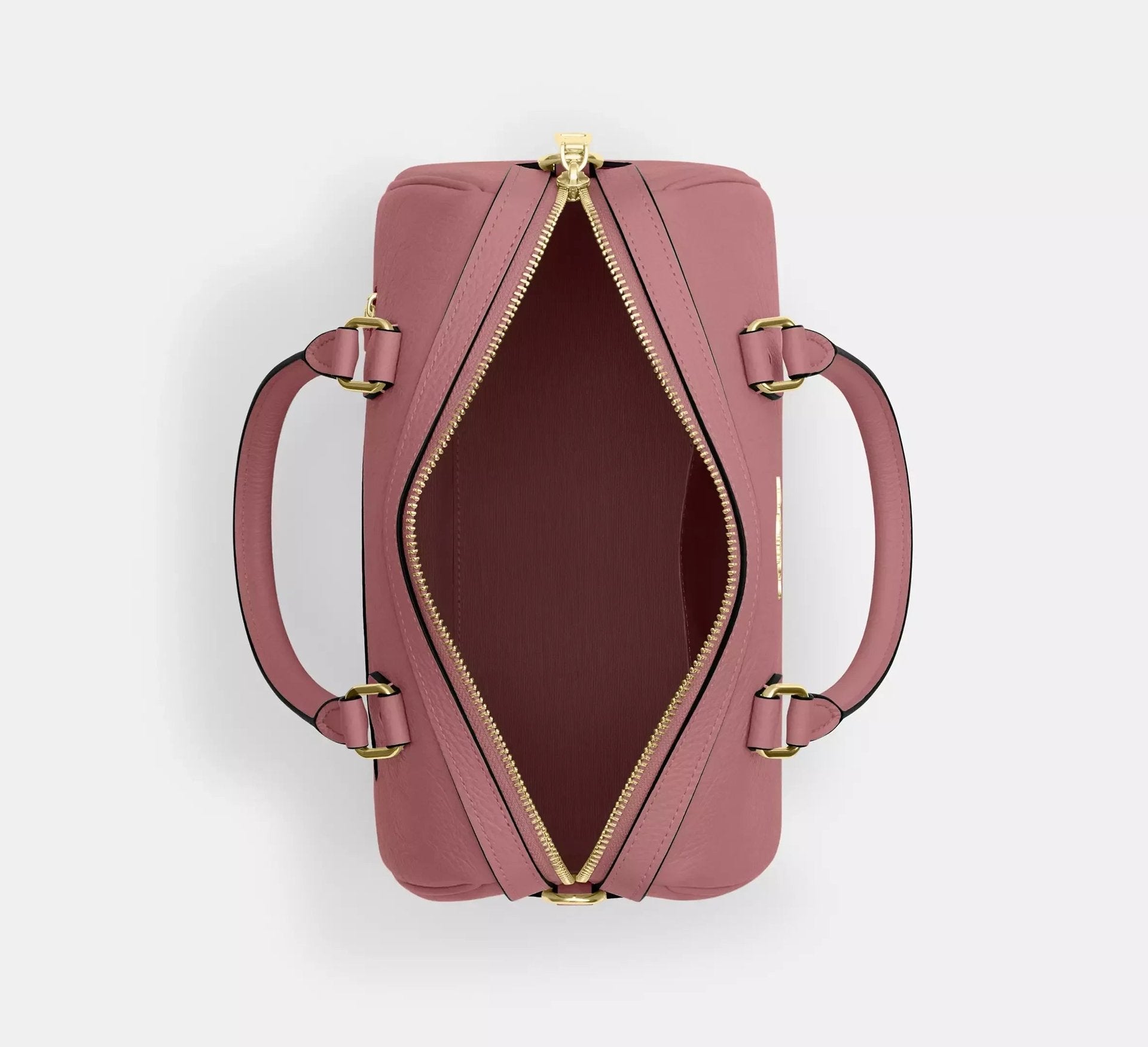 Coach Rowan Satchel Bag In Signature Leather – Gold/Peony - Sneaker Türkiye