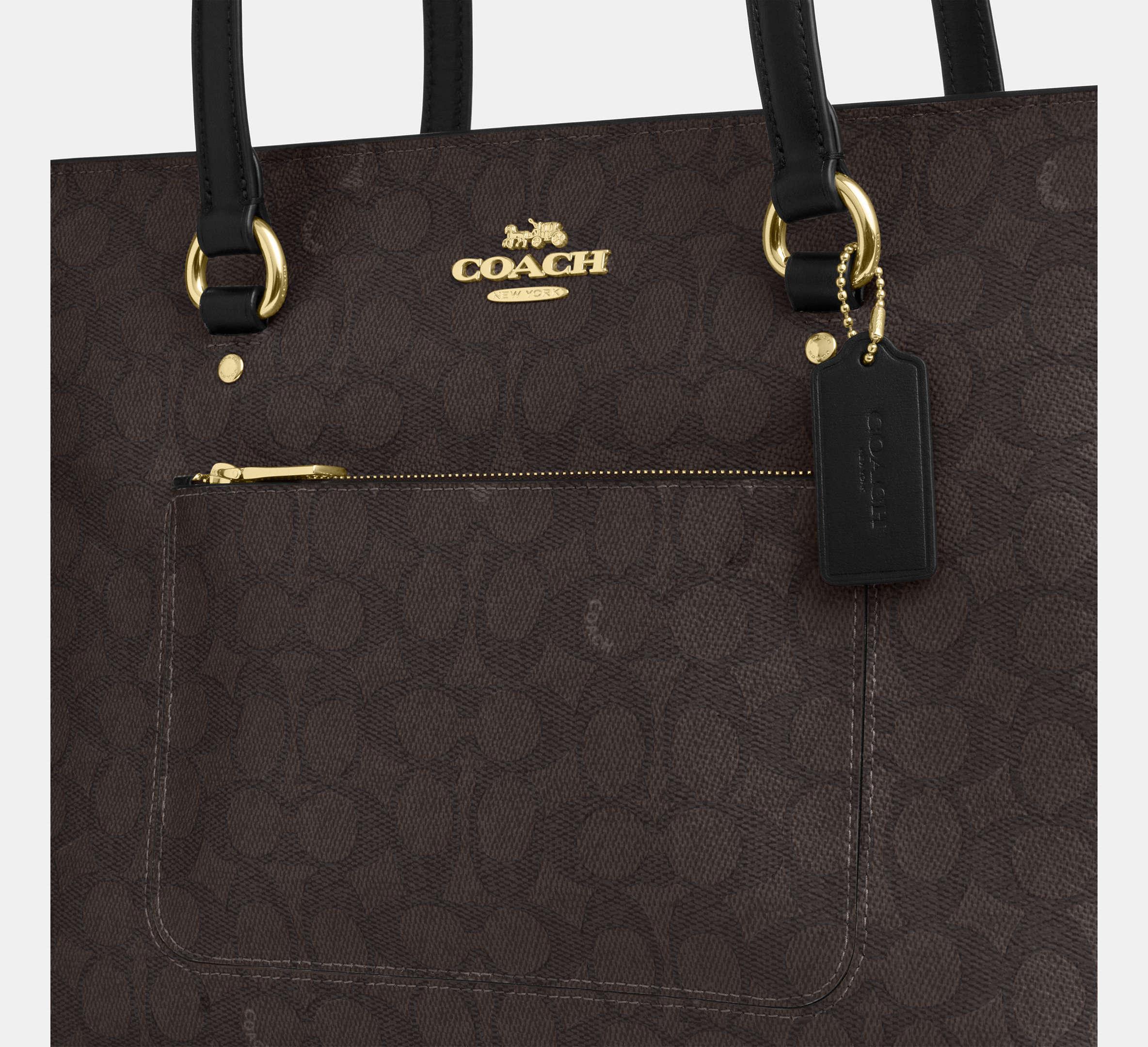 Coach Station Tote Bag In Signature – Gold/Walnut/Black - Sneaker Türkiye