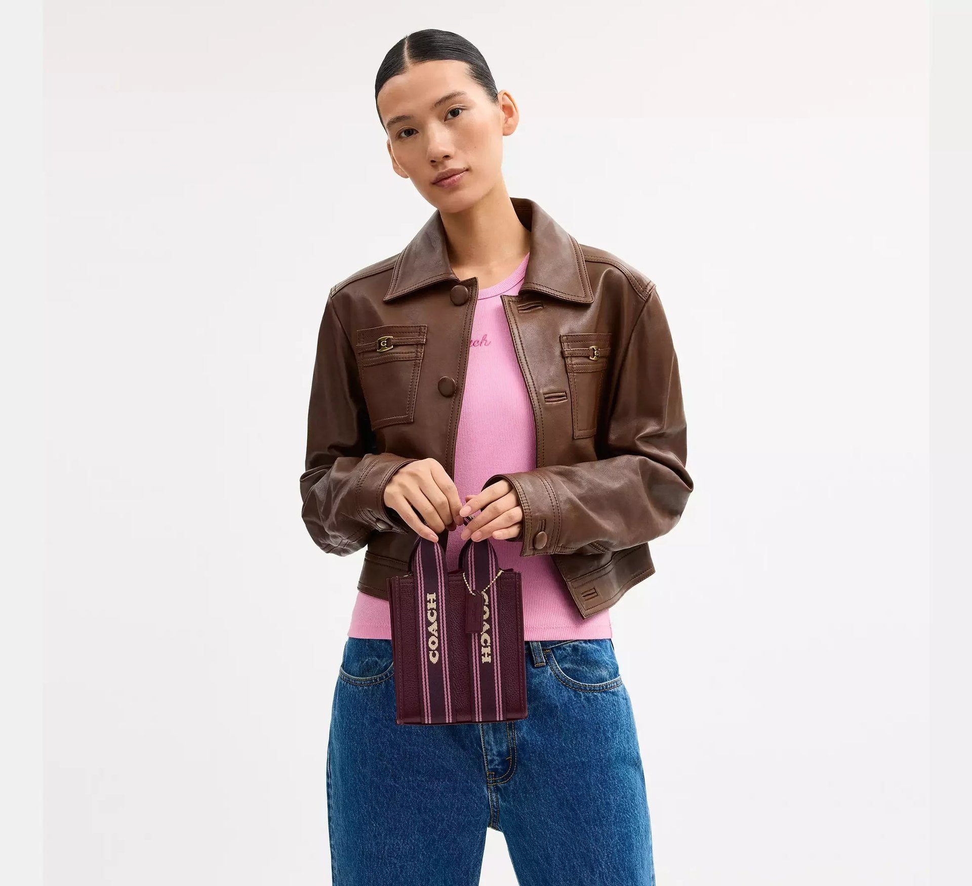 Coach Smith Mini Tote Bag – Gold/Dark Wine - Sneaker Türkiye