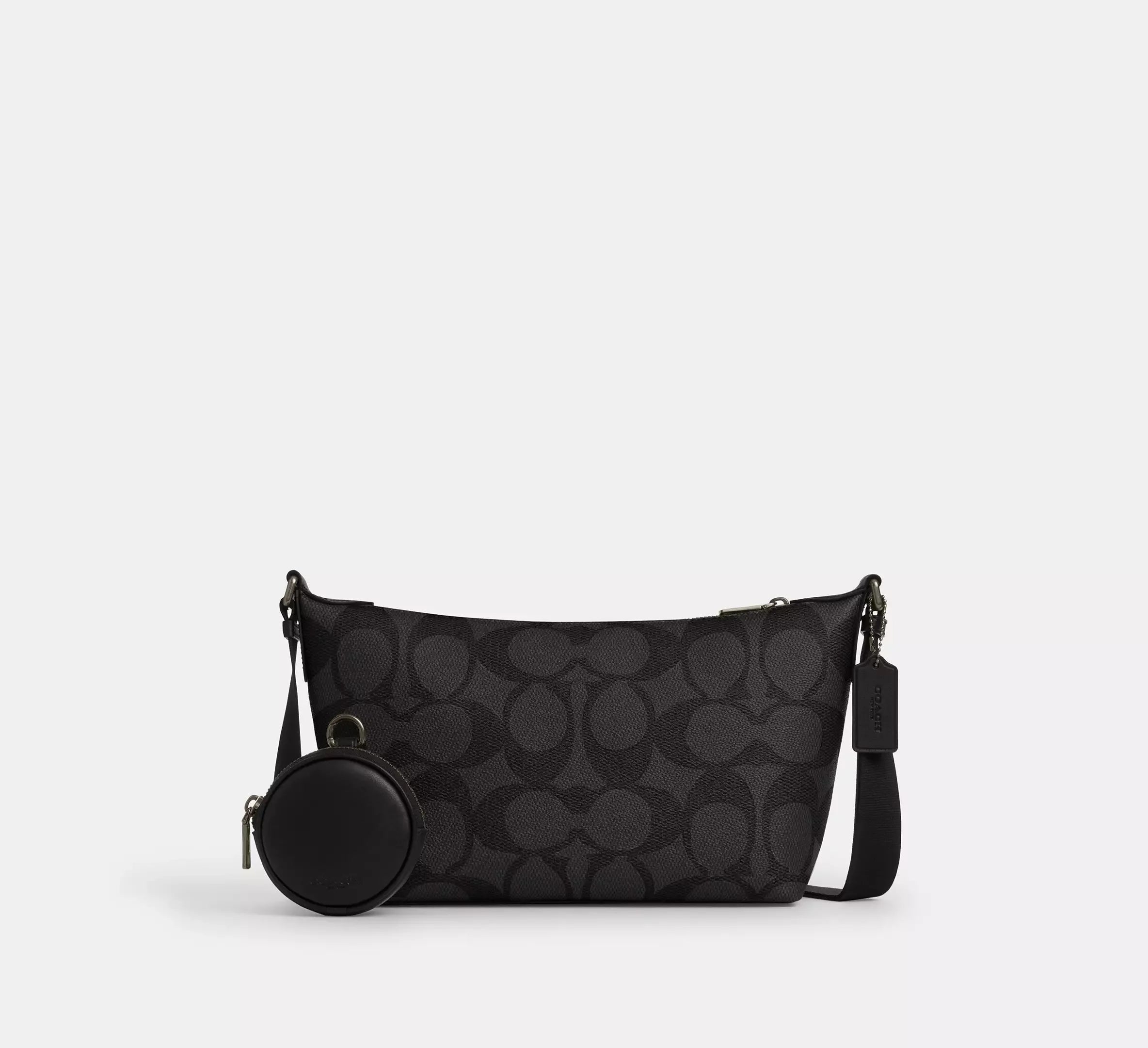 Coach Small Finn Crossbody Bag With Pouch In Maxi Signature – Gunmetal/Charcoal/Black - Sneaker Türkiye