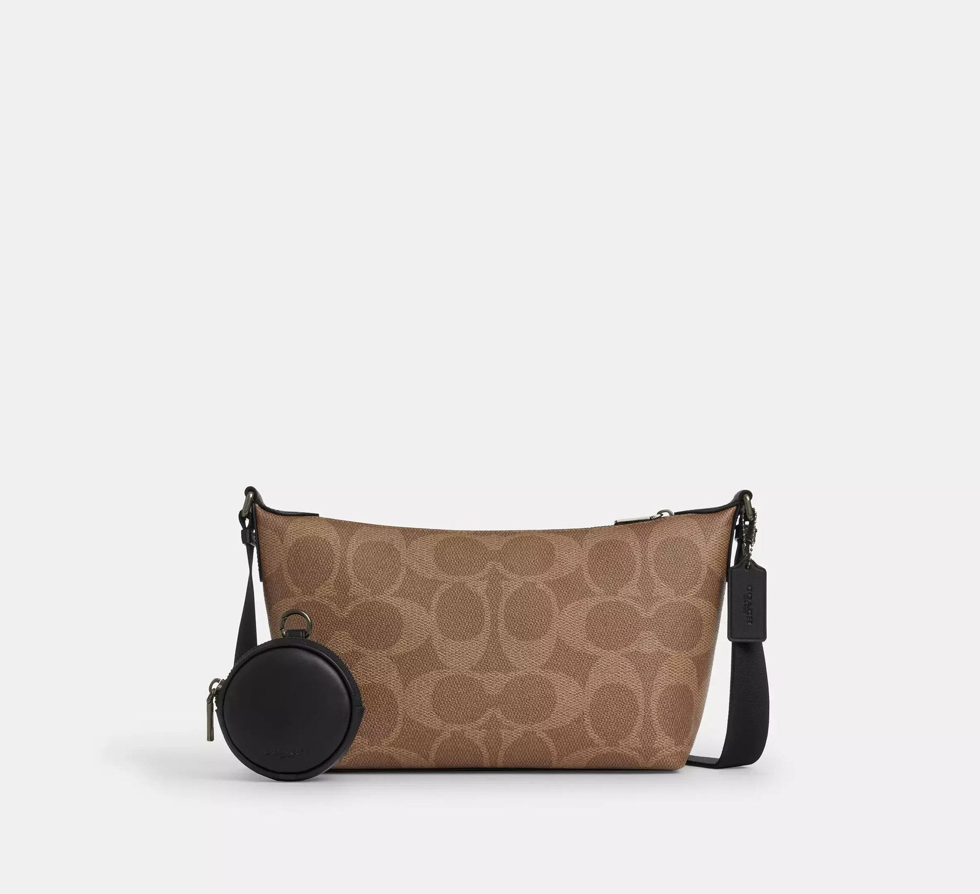 Coach Small Finn Crossbody Bag With Pouch In Maxi Signature – Gunmetal/Tan/Black - Sneaker Türkiye