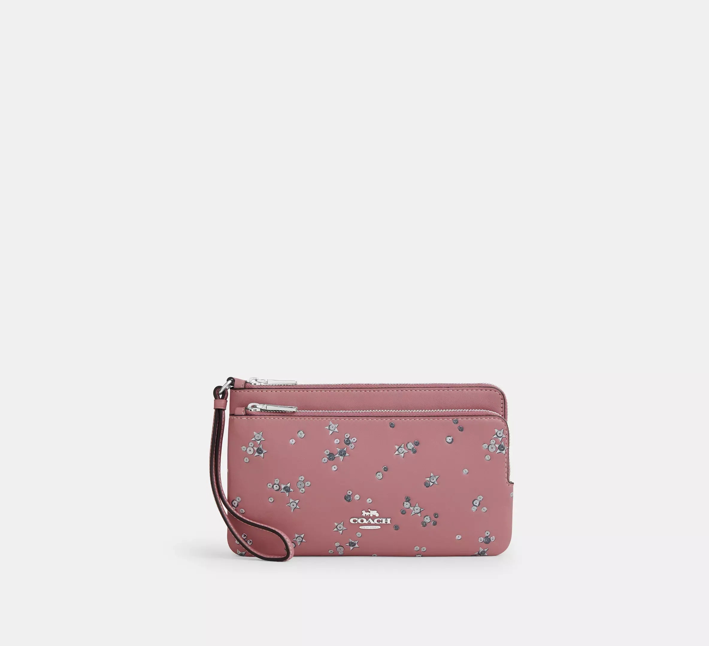 Coach Double Zip Wallet With Star Print – Silver/Dusty Pink Multi - Sneaker Türkiye