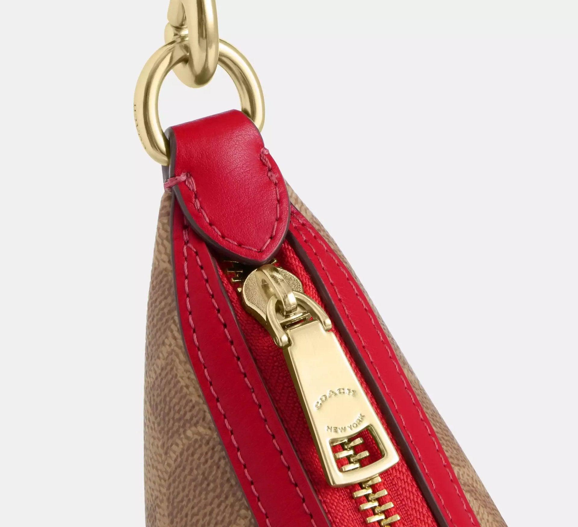Coach Aria Shoulder Bag In Signature – Gold/Tan/Carnation - Sneaker Türkiye