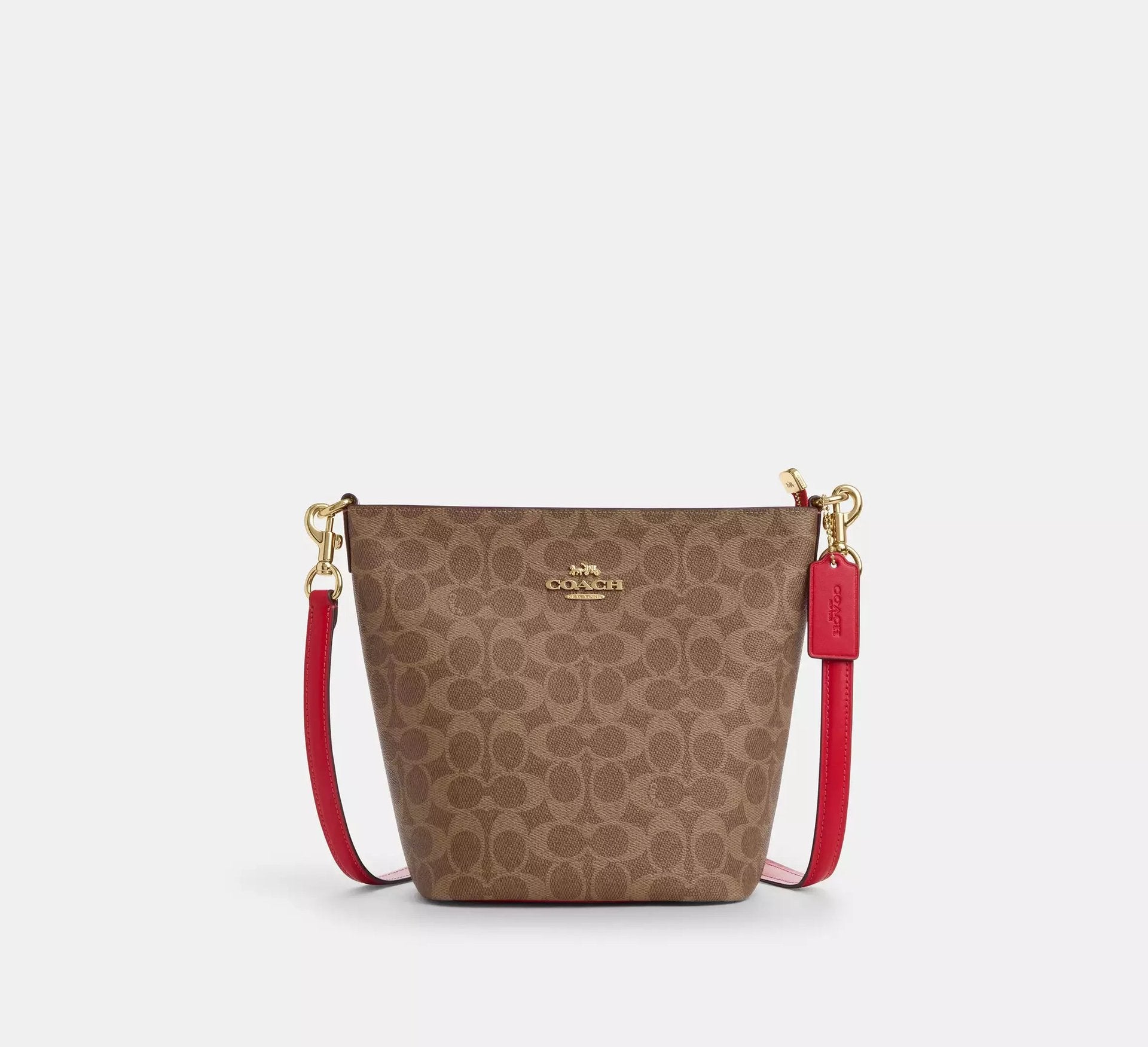 Coach Logan Duffle Bag In Signature – Gold/Tan/Carnation - Sneaker Türkiye