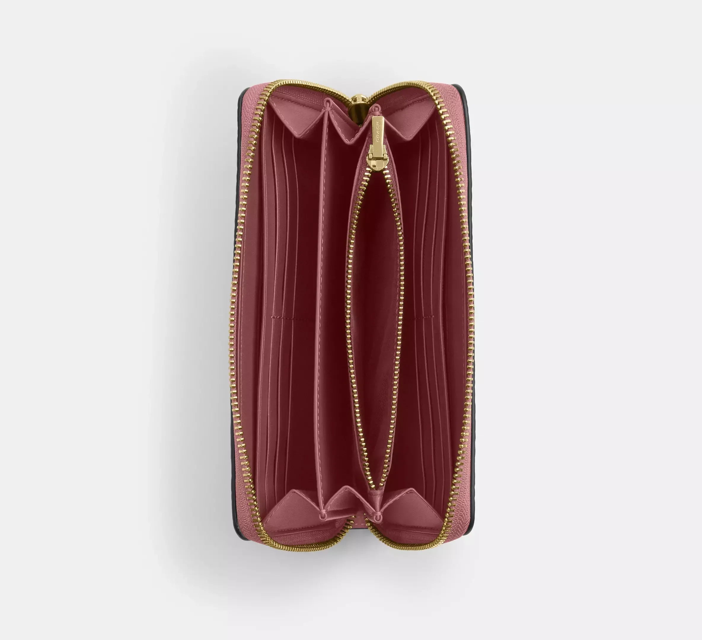 Coach Long Zip Around Wallet In Signature Leather – Gold/Peony - Sneaker Türkiye