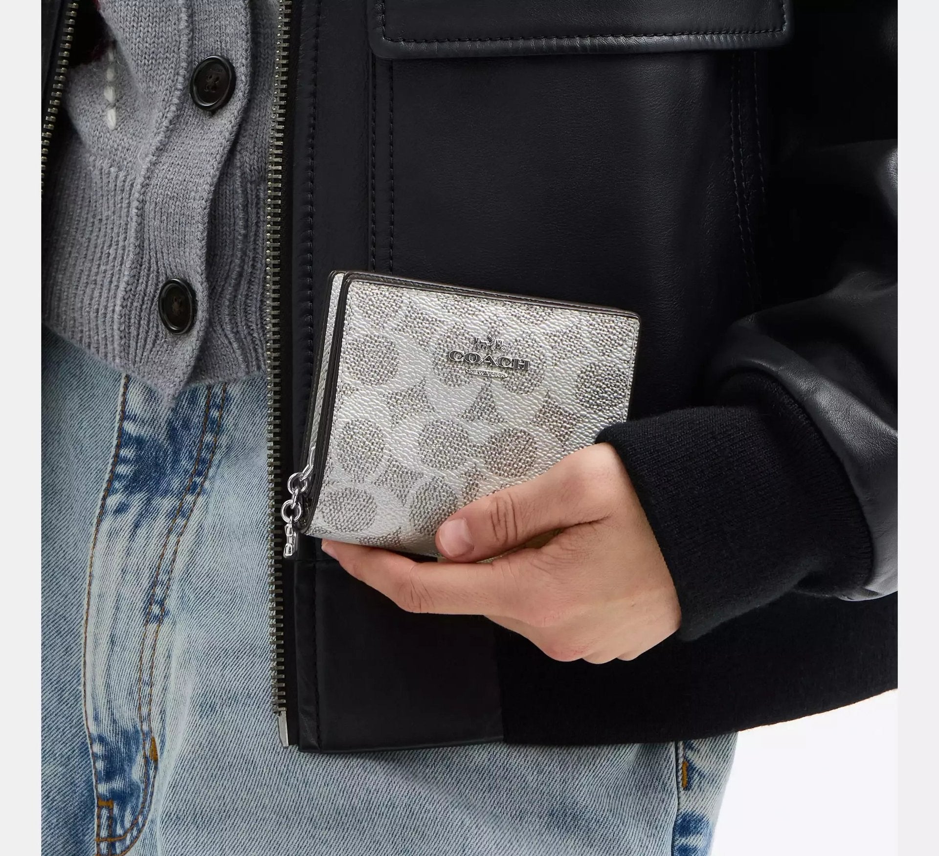Coach Snap Wallet In Signature – Silver - Sneaker Türkiye