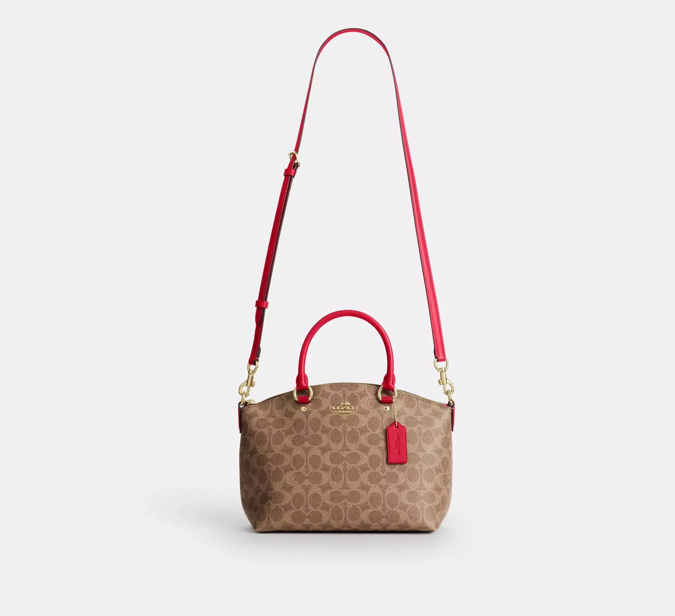 Coach Sadie Satchel Bag In Signature – Im/Tan/Carnation - Sneaker Türkiye