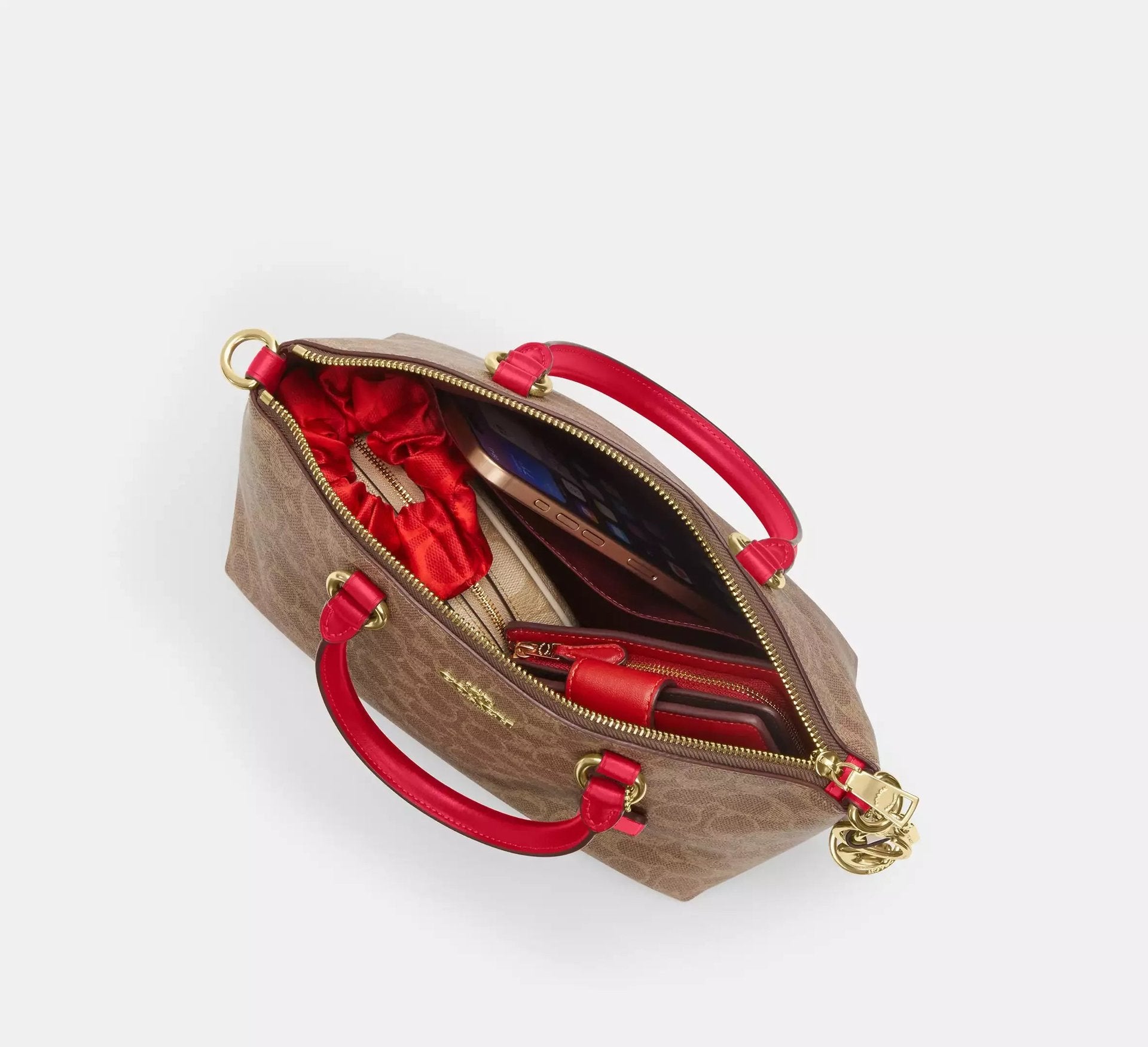 Coach Sadie Satchel Bag In Signature – Im/Tan/Carnation - Sneaker Türkiye
