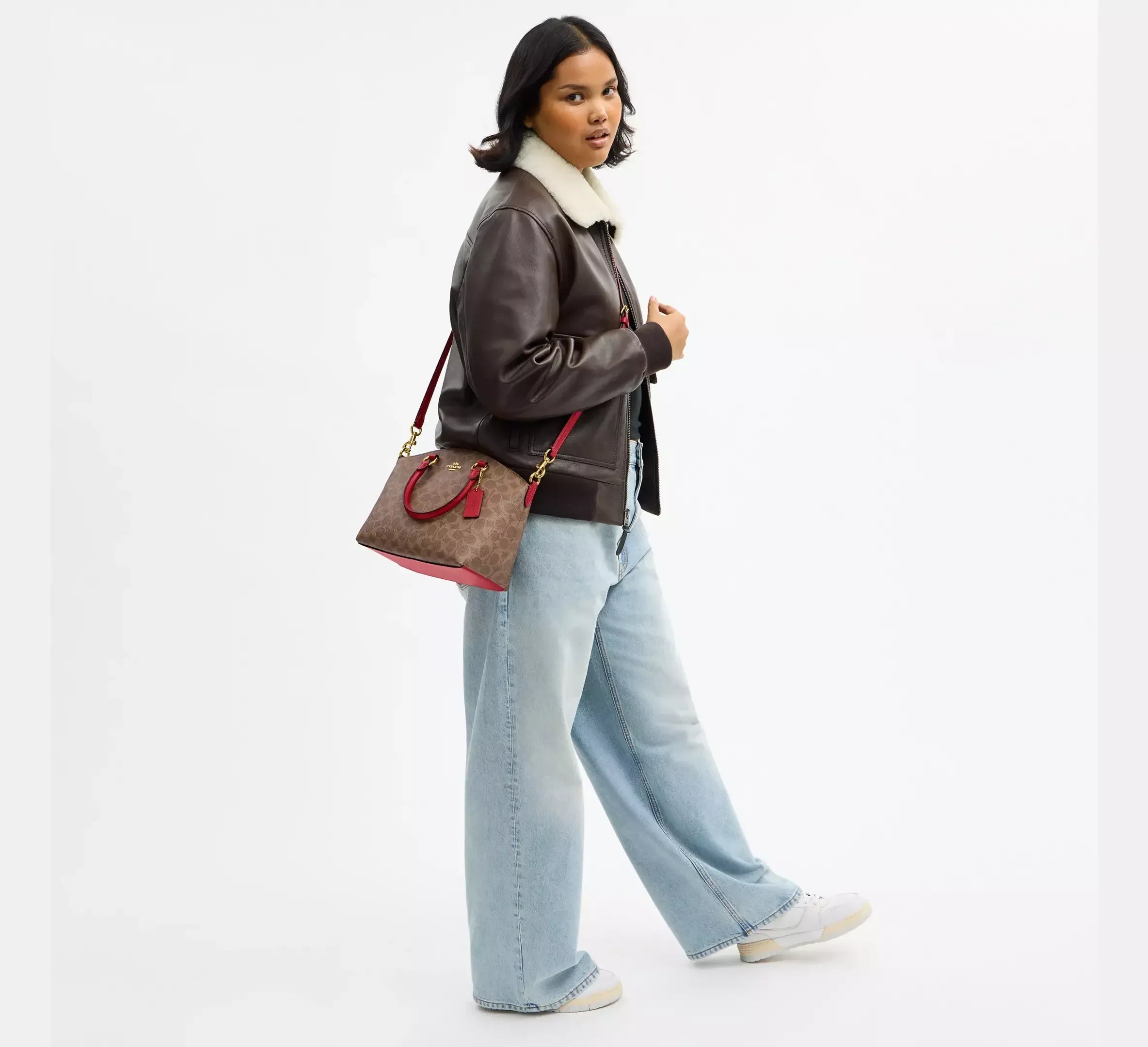 Coach Sadie Satchel Bag In Signature – Im/Tan/Carnation - Sneaker Türkiye