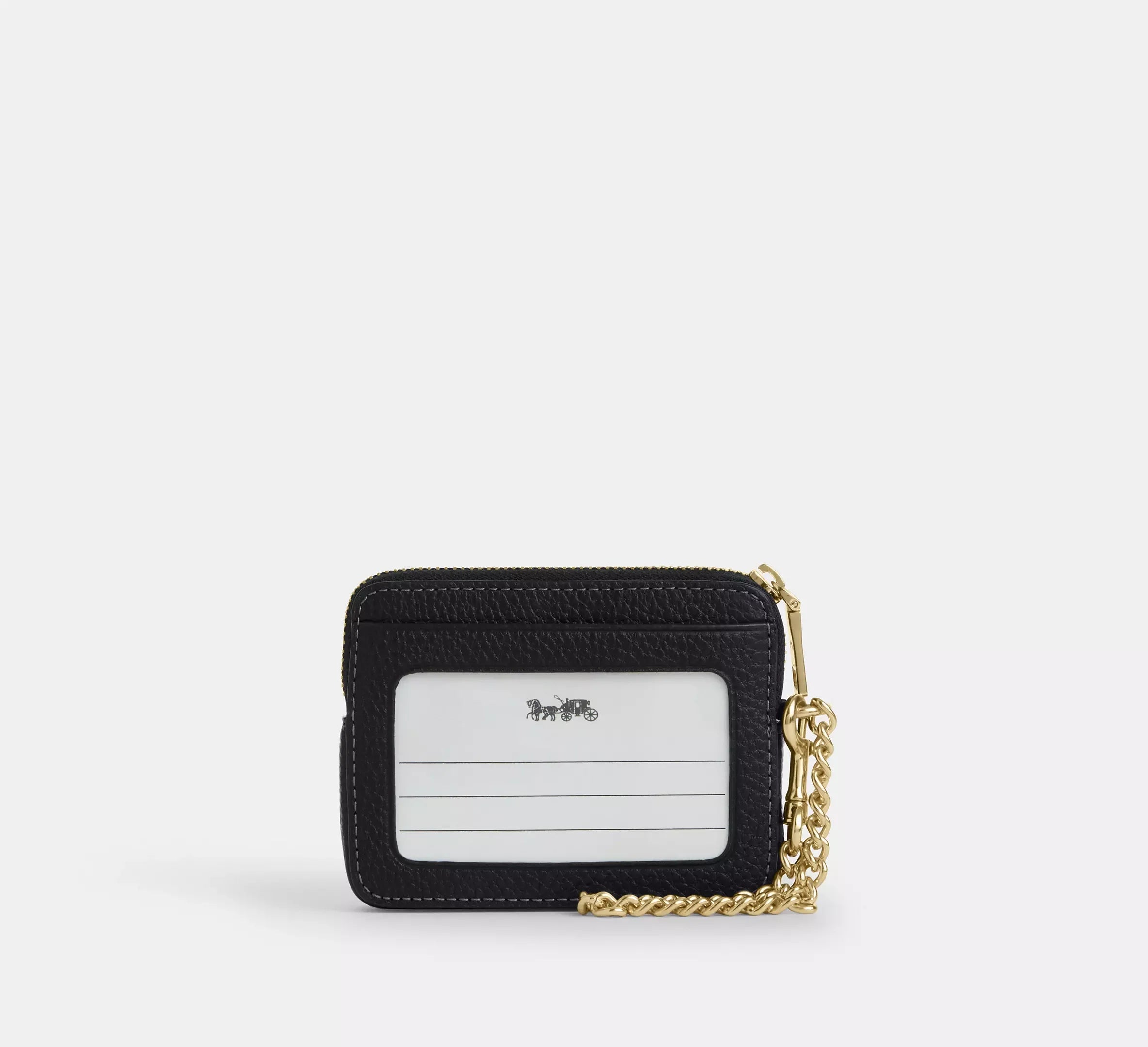 Coach Zip Card Case In Signature Leather – Gold/Black - Sneaker Türkiye