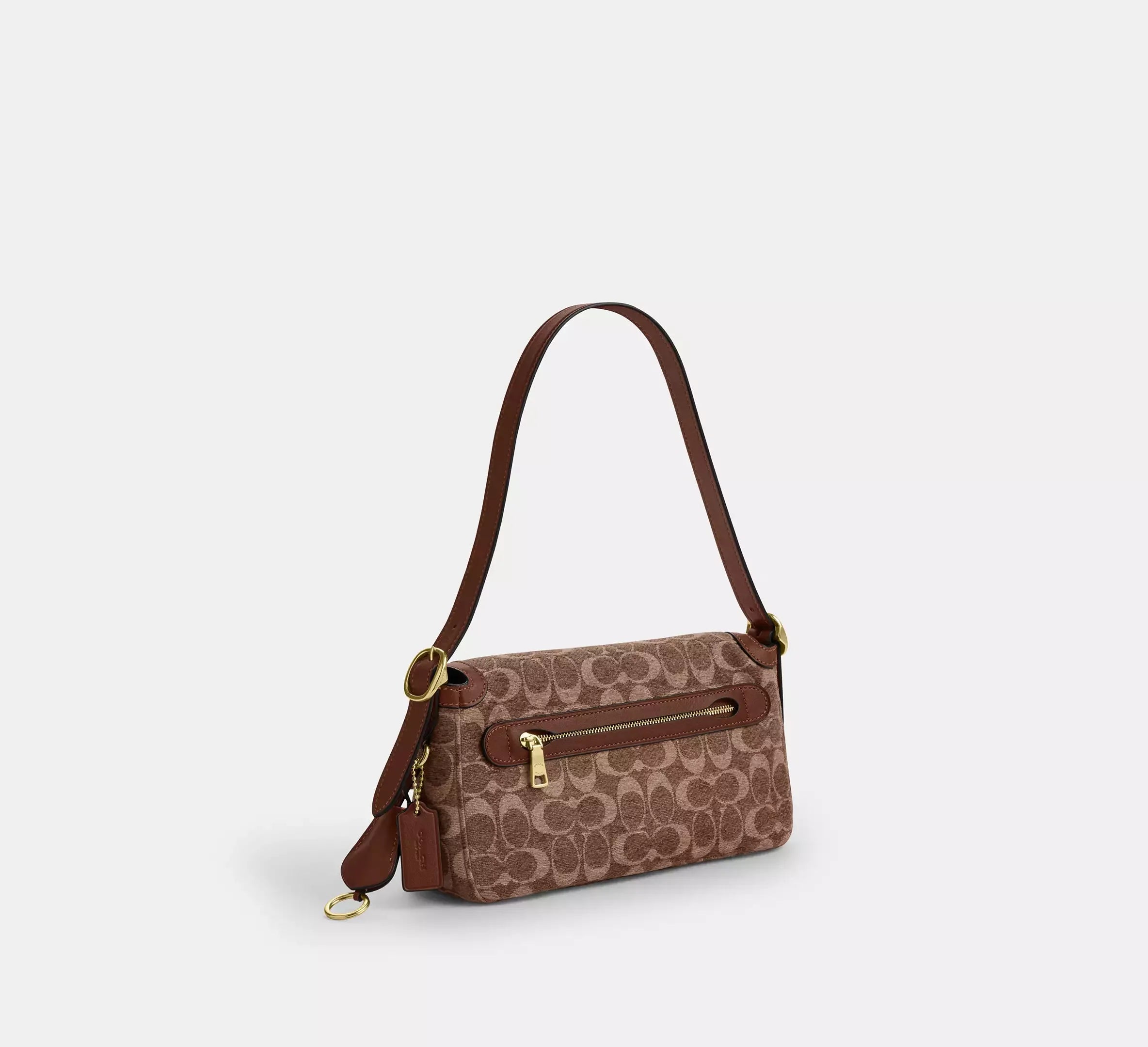 Coach Etta Small Flap Shoulder Bag In Signature Chenille – Gold/Light Khaki/Vintage Brown - Sneaker Türkiye