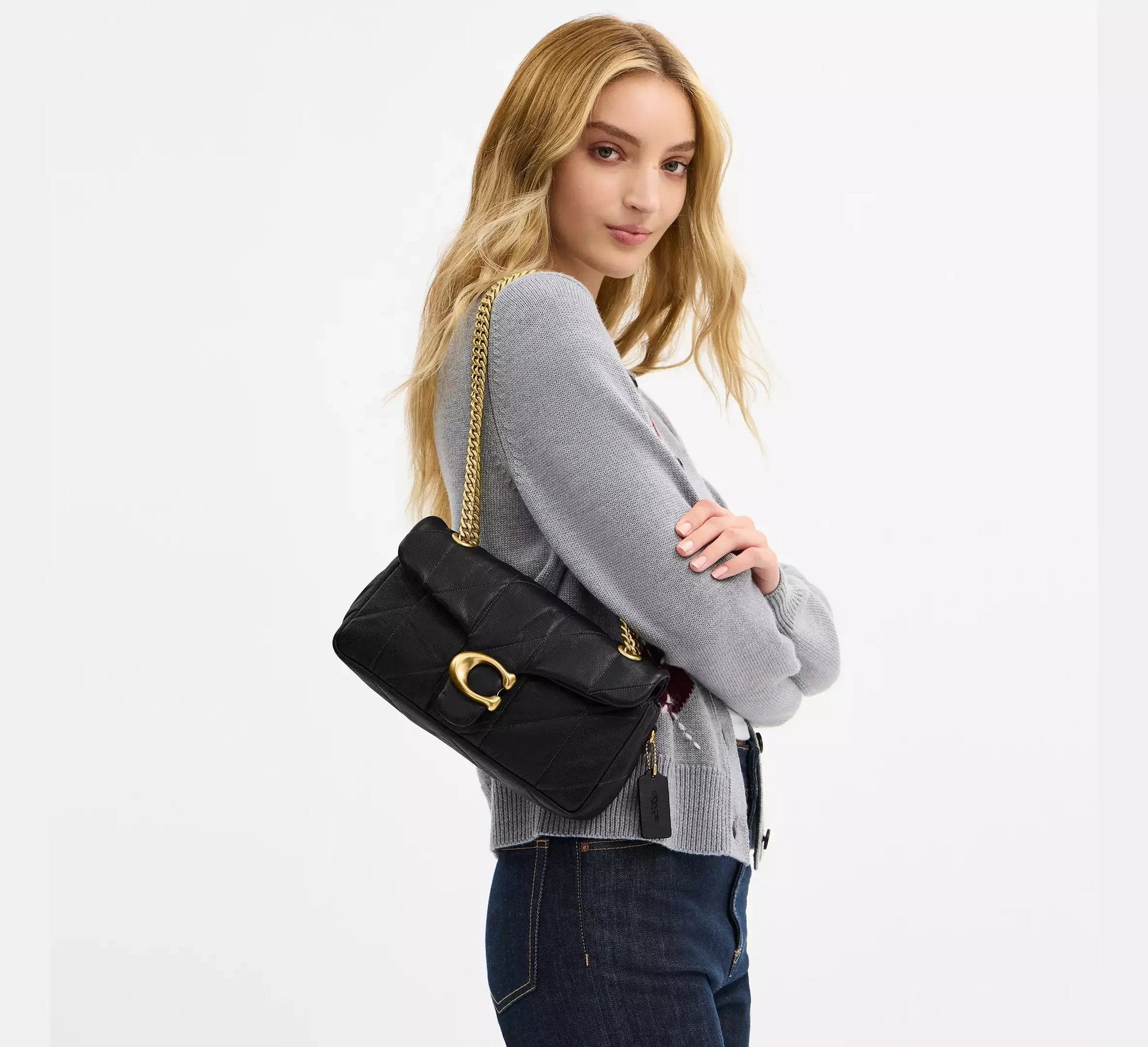 Coach Tabby Shoulder Bag 26 With Quilting – Brass/Black - Sneaker Türkiye