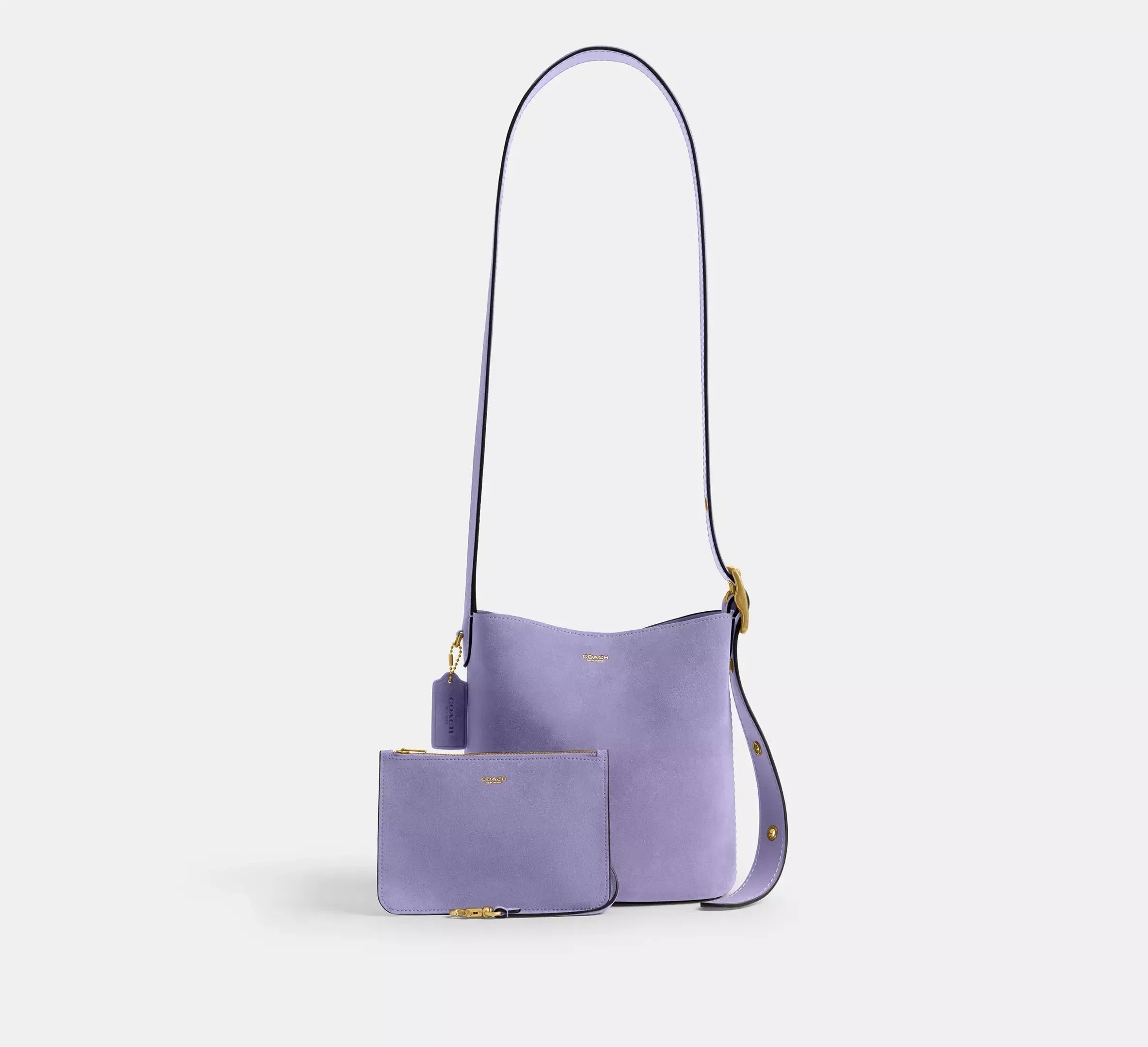 Coach Bleecker Bucket Bag 21 – Suede/Brass/Violet Mist - Sneaker Türkiye