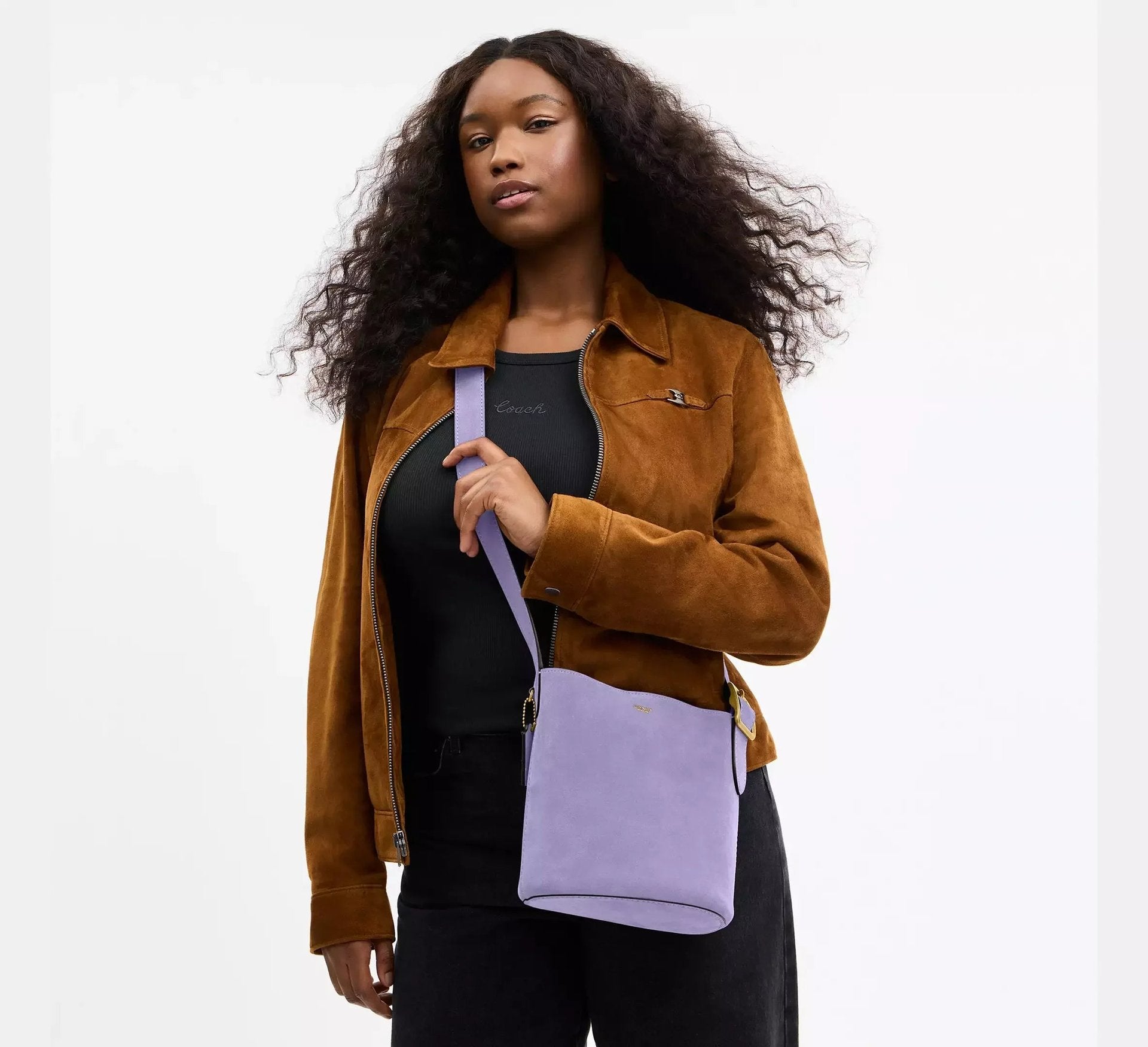 Coach Bleecker Bucket Bag 21 – Suede/Brass/Violet Mist - Sneaker Türkiye