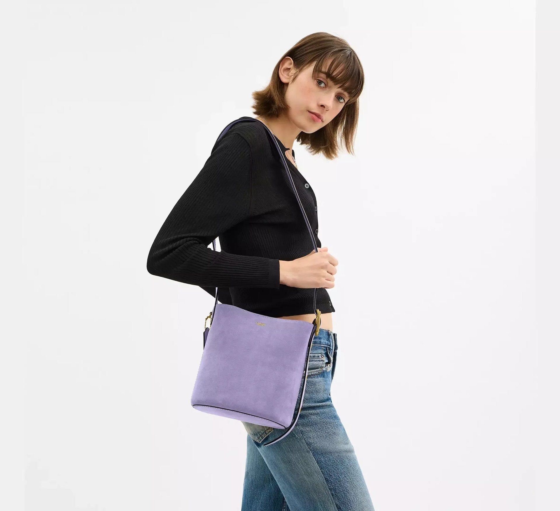 Coach Bleecker Bucket Bag 21 – Suede/Brass/Violet Mist - Sneaker Türkiye