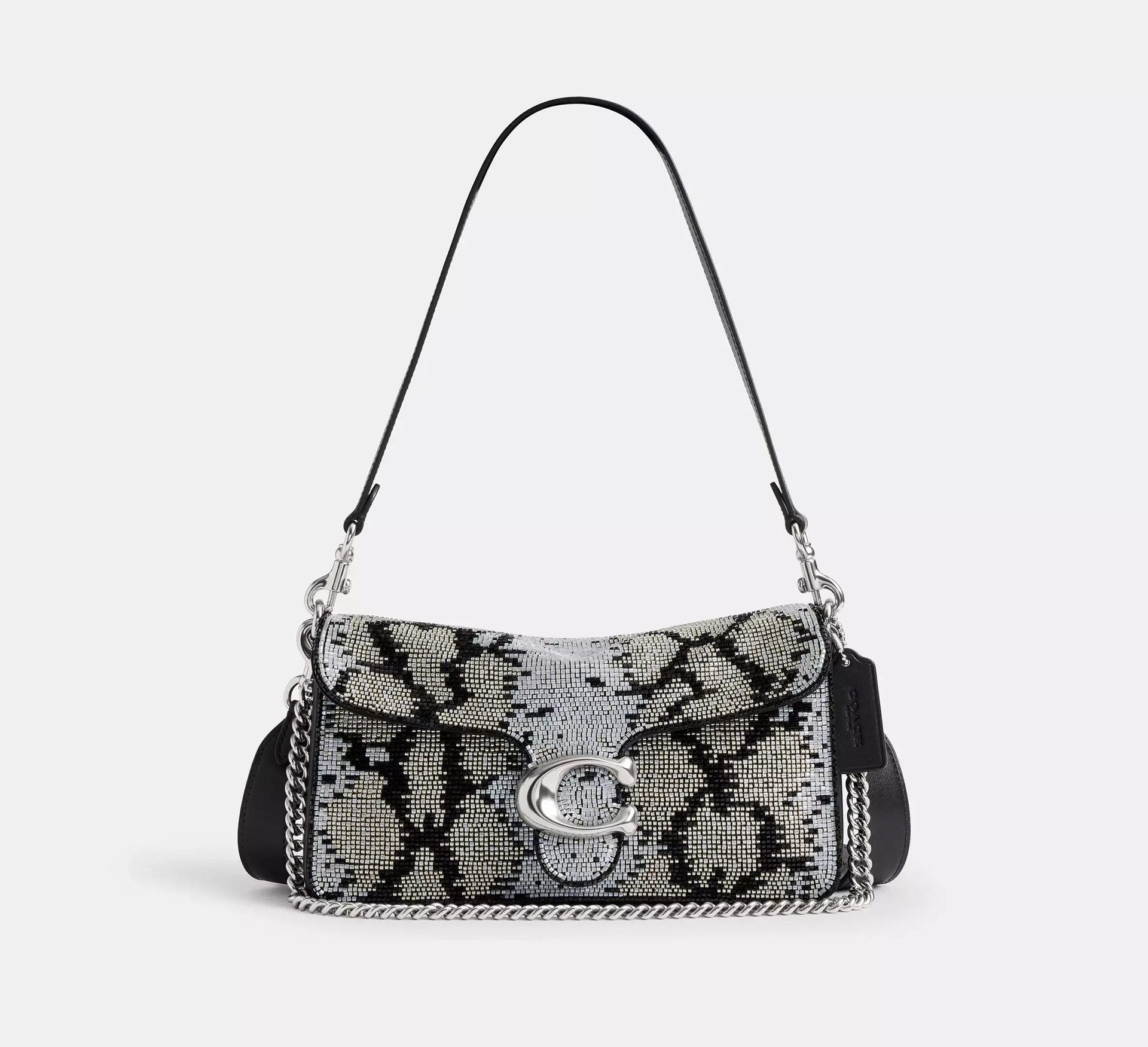 Coach Tabby Shoulder Bag 26 With Beaded Snake – Silver/Black - Sneaker Türkiye